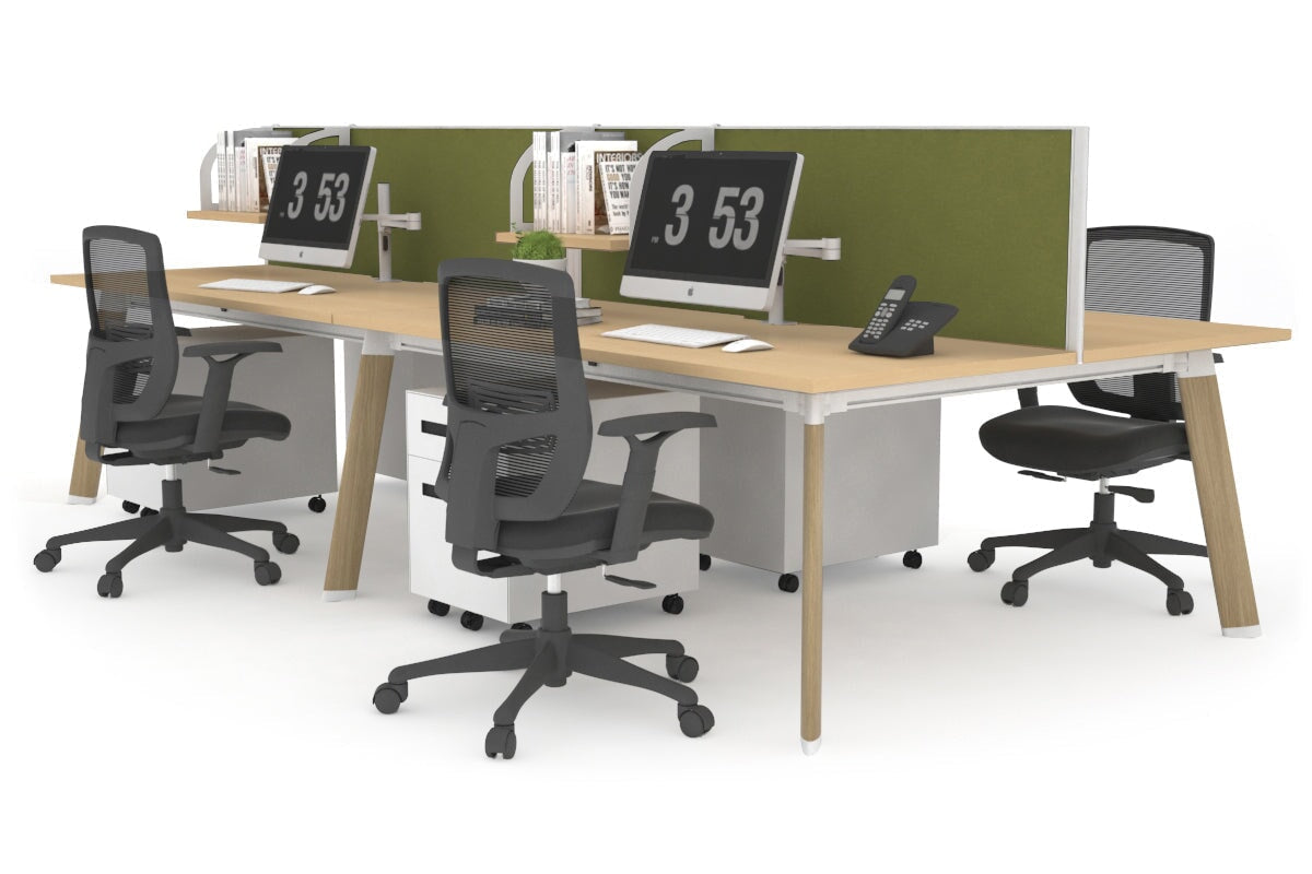 4-Person Wooden Workstation with Imprint Frame - 1400L x 700W Dimensions - Ideal for Office, Home Office & Collaborative Workspaces