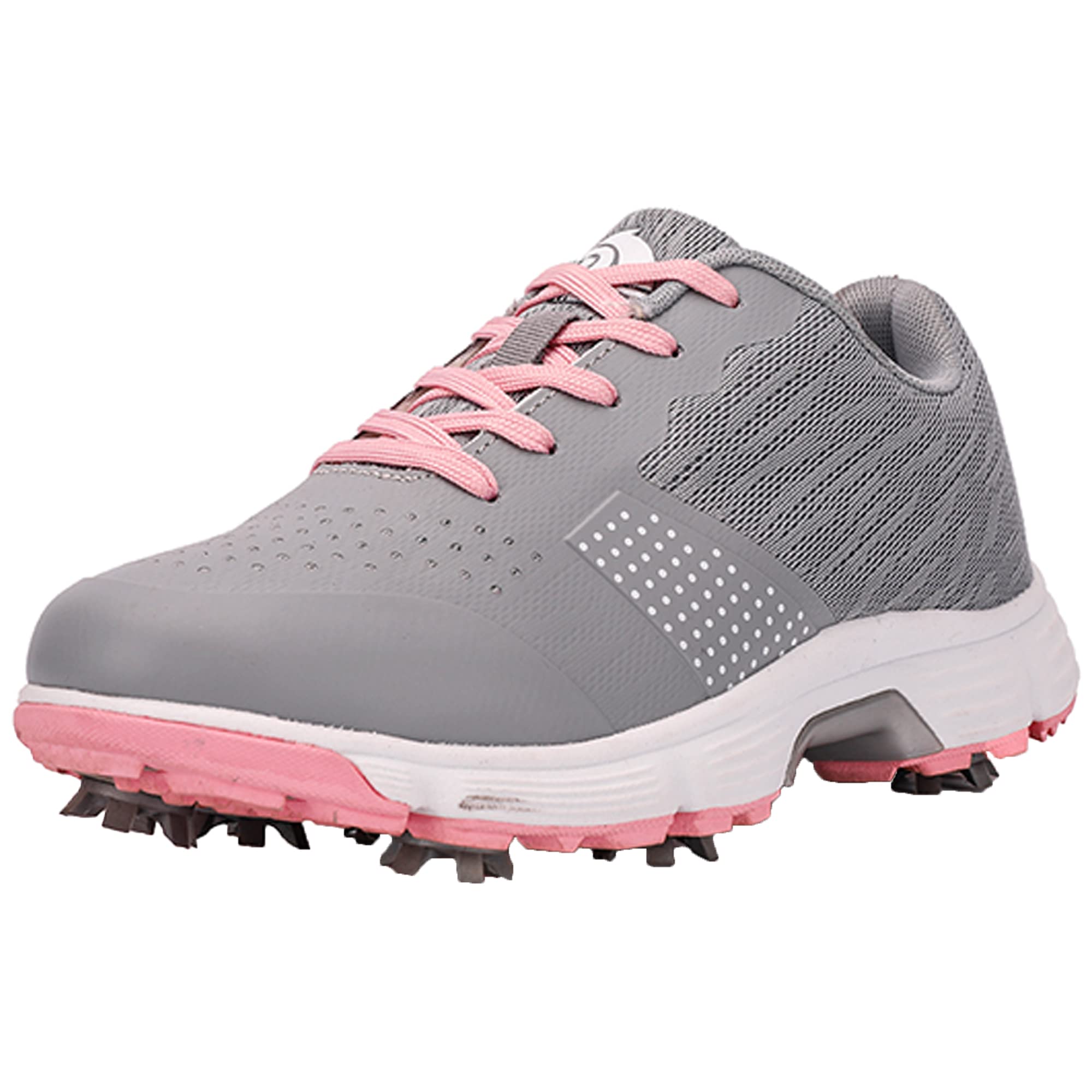 CHENPENG Women's Waterproof Golf Shoes with Spikes - Breathable Microfiber Non-Slip Sneakers for Professional & Outdoor Golfing - Plus Size Available in Gray (US 7.5) - Perfect for Golf Courses, Driving Ranges & Wet Weather Play