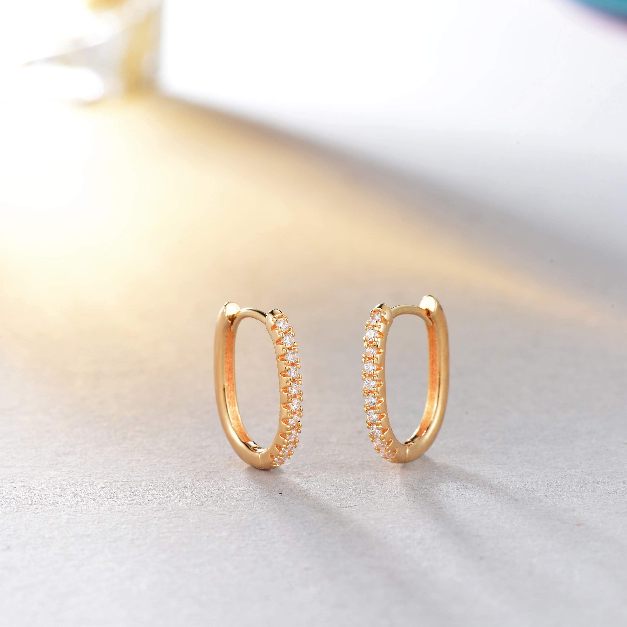VACRONA 14k Gold Plated Cubic Zirconia Huggie Hoop Earrings for Women - Tiny, Lightweight & Simple Small Hoop Earrings - Perfect Gift for Everyday Wear, Date Night & Special Occasions