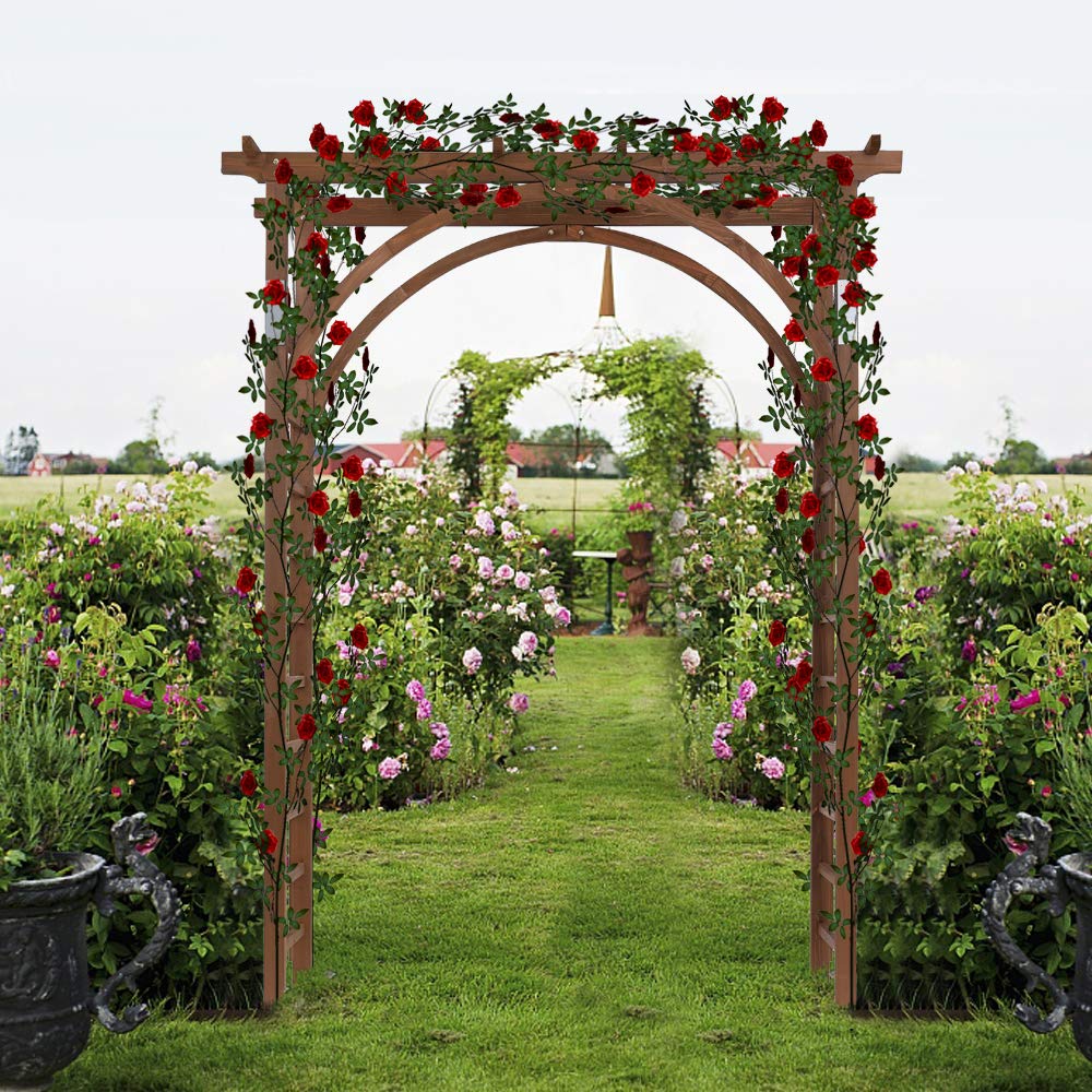 84 Inch Wood Garden Arbor - Sturdy Wedding Arch & Pergola for Climbing Plants, Roses & Vines | Perfect for Outdoor Weddings, Patio Decor & Greenhouse Trellis | Elegant Garden Party & Bridal Decoration
