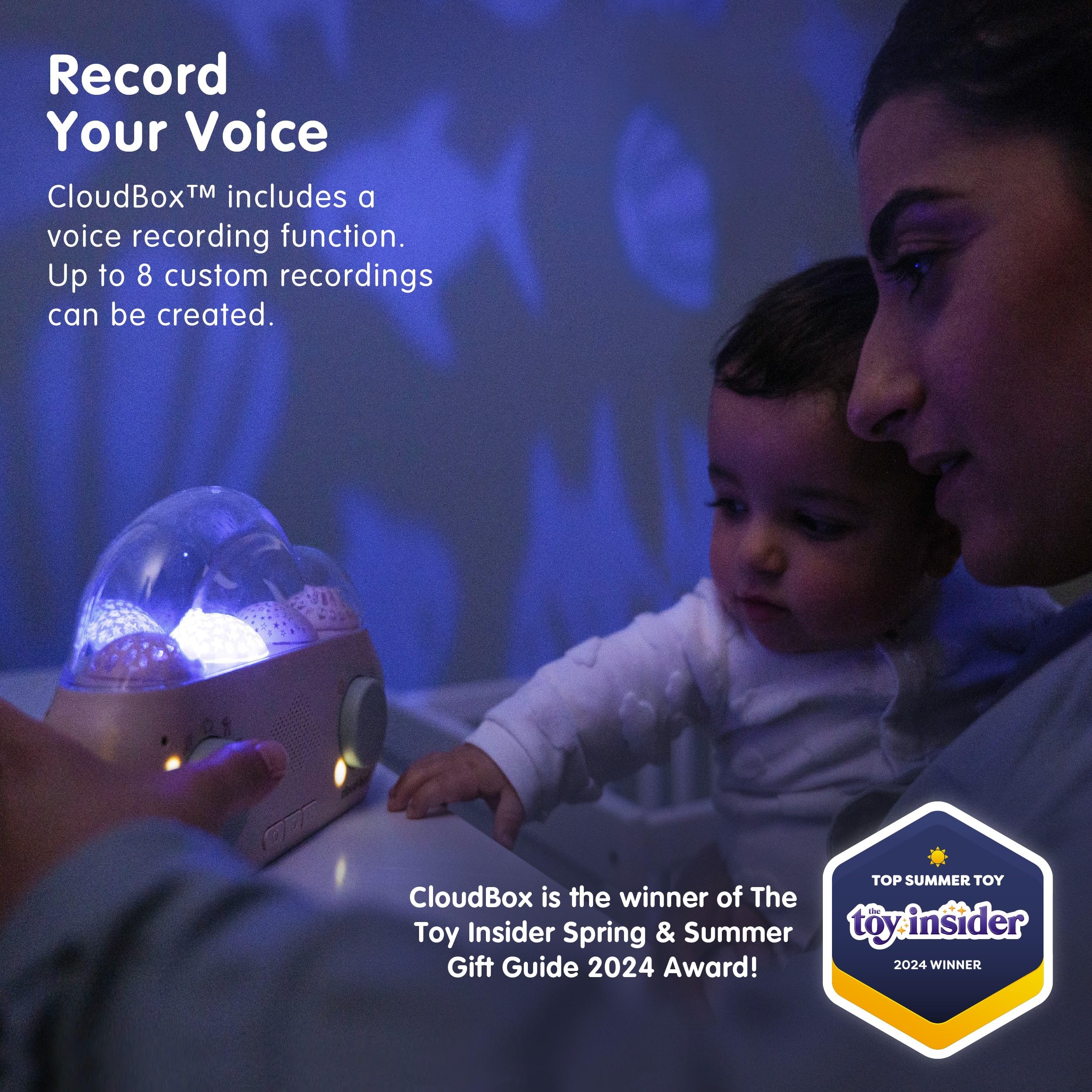 Cloud b CloudBox - My First Dreambox Night Light Projector for Kids | Bilingual English/Spanish Storyteller with 36 Stories, 8 Melodies & 8 Soothing White Noises | Rechargeable Baby Night Light with Adjustable Brightness & Auto-Off Timer | Perfect for Bedtime, Nursery, and Relaxation