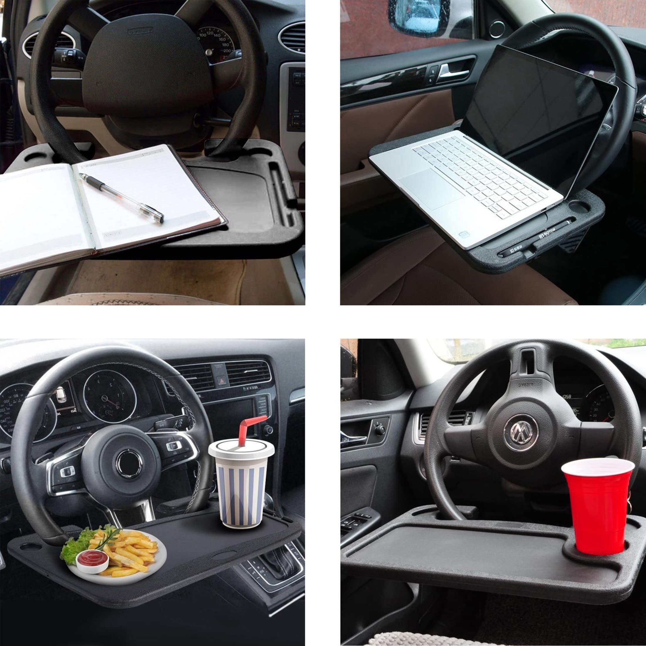 Black DAC DTA21700 Steering Wheel Desk - Portable Laptop & Meal Tray for Cars, Trucks & Office Use - Ergonomic Design for Comfortable Working & Dining On-The-Go