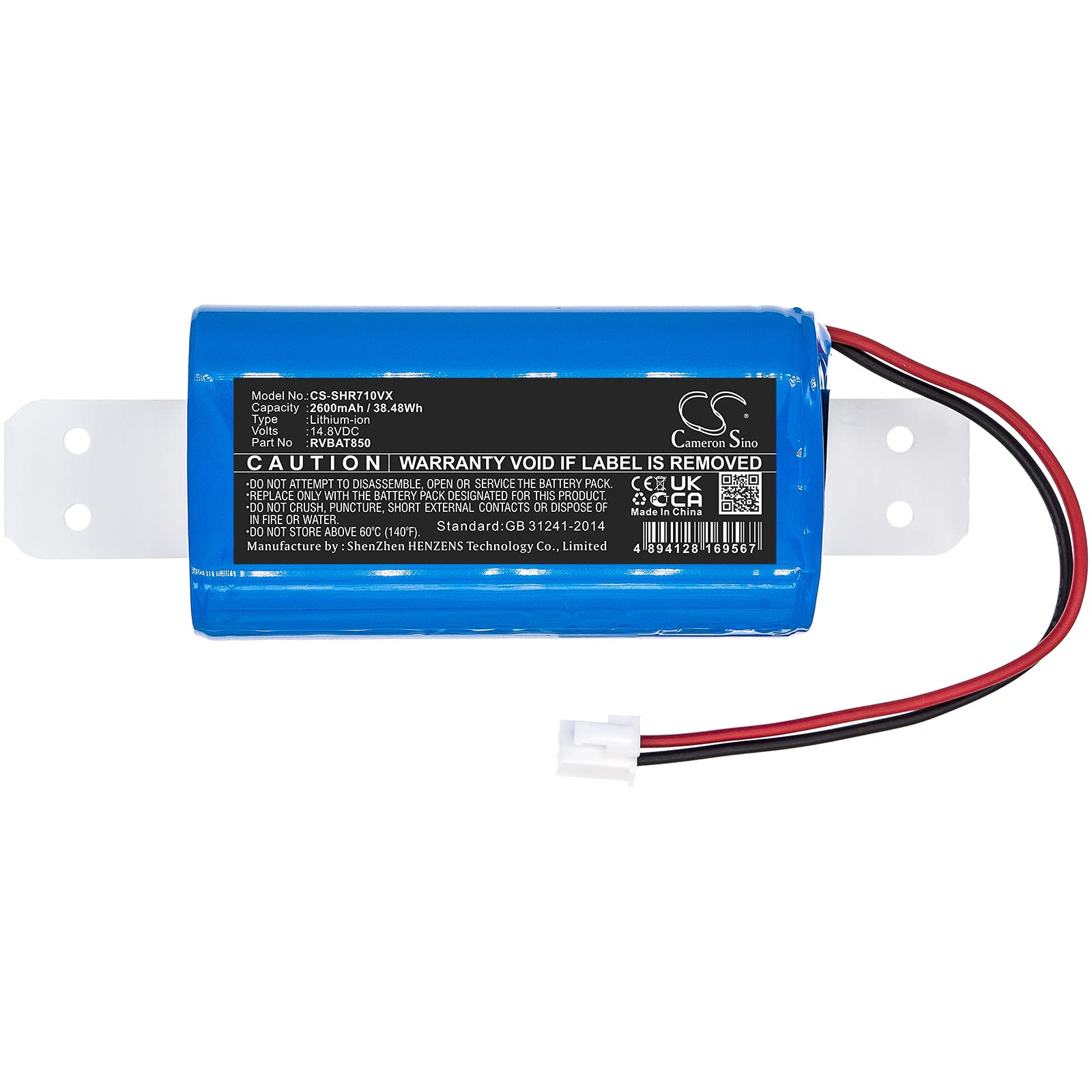 High Capacity 2600mAh Replacement Battery for Shark ION Robot Vacuum Models UR1005AE, RV700_N, RV725_N, RV1001AE, RV720_N, RV1000, R87, RV2001WD, RVBAT850A - Long-Lasting Power for Efficient Home Cleaning