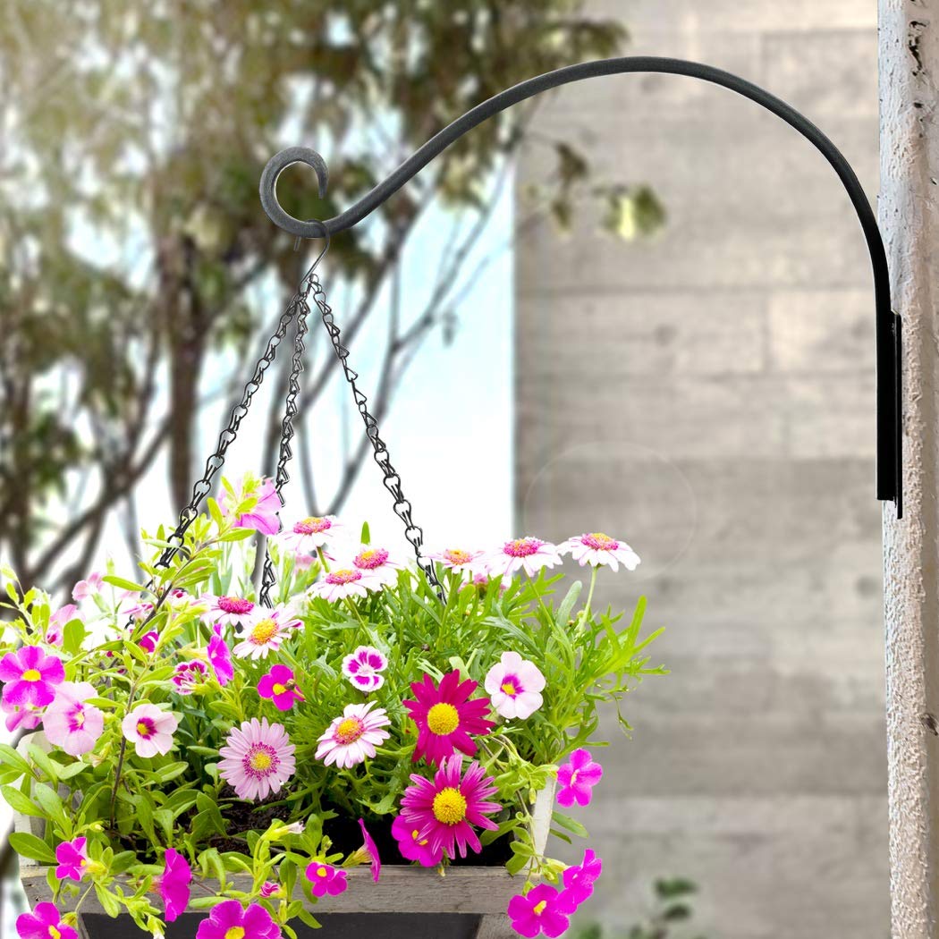 AJART 2-Pack Heavy Duty 16-Inch Outdoor Hanging Plant Hooks - Wall Mounted Plant Hangers for Flower Baskets, Bird Feeders & Garden Decor - Perfect for Patio, Balcony & Backyard Decoration