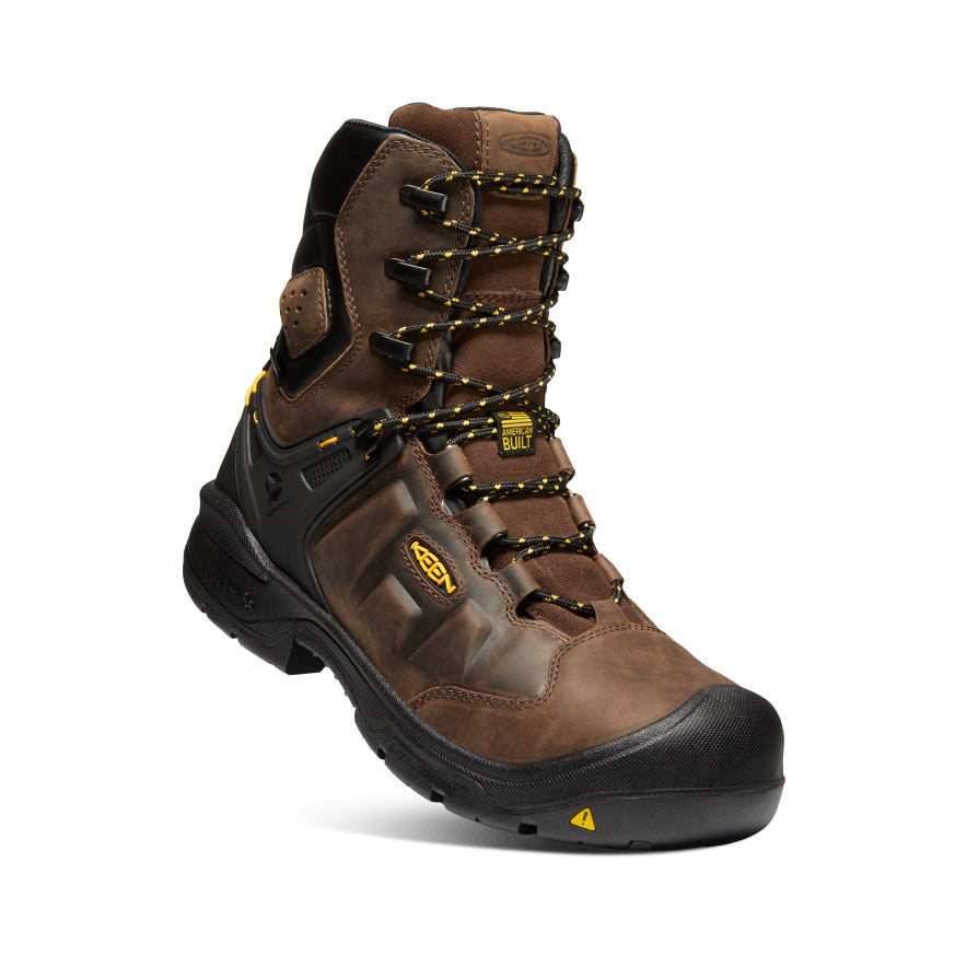 **Men's Dover 8 Waterproof Work Boot with Carbon Toe - Dark Earth/Black - Durable & Comfortable for Construction, Hiking & Outdoor Work**