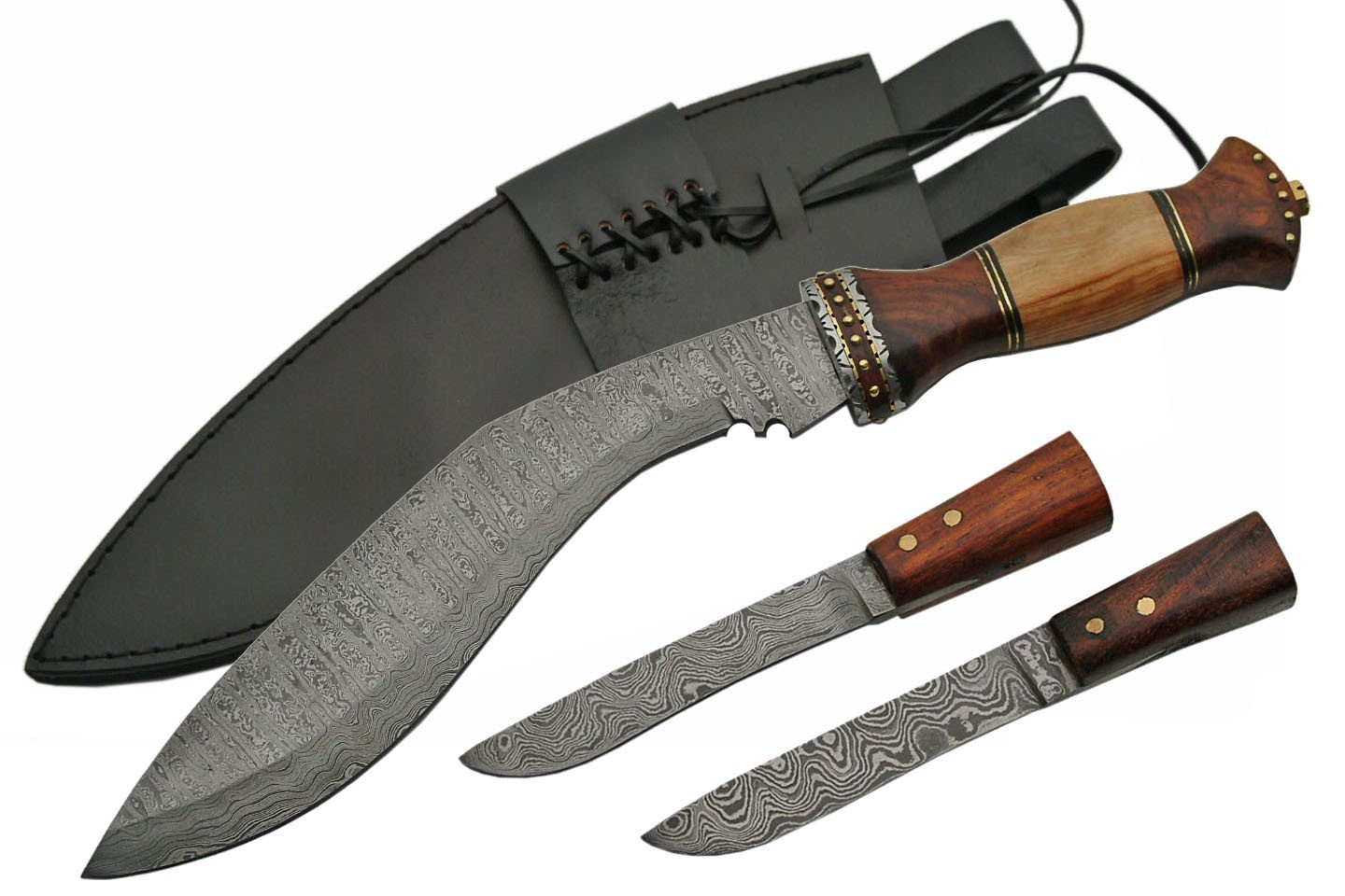 Premium Damascus Steel Kukri Knife - Handcrafted Nepalese Style Blade for Outdoor Survival, Camping & Bushcraft - SZCO Supplies