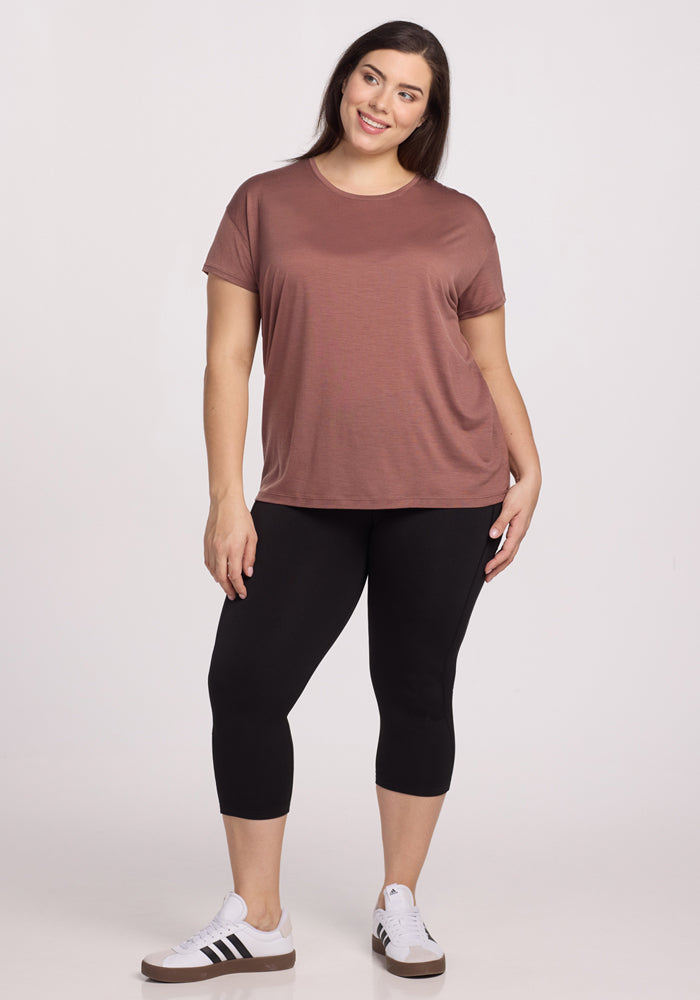 Billie Lounge Tee - Soft Comfortable Women's T-Shirt in Nutmeg | Casual Wear, Home Relaxing & Everyday Outfits