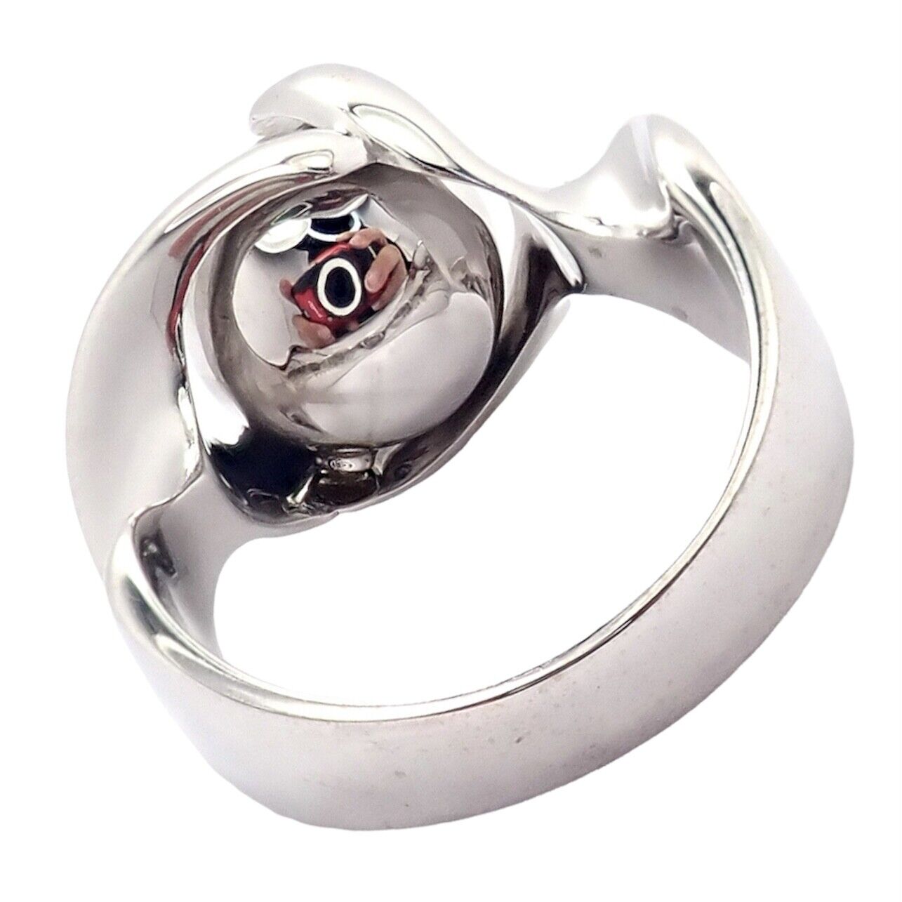 Authentic Marina B 18k White Gold Rolling Ball Globe Ring Size 7 - Perfect for Anniversary Gifts, Luxury Jewelry Collection & Special Occasions