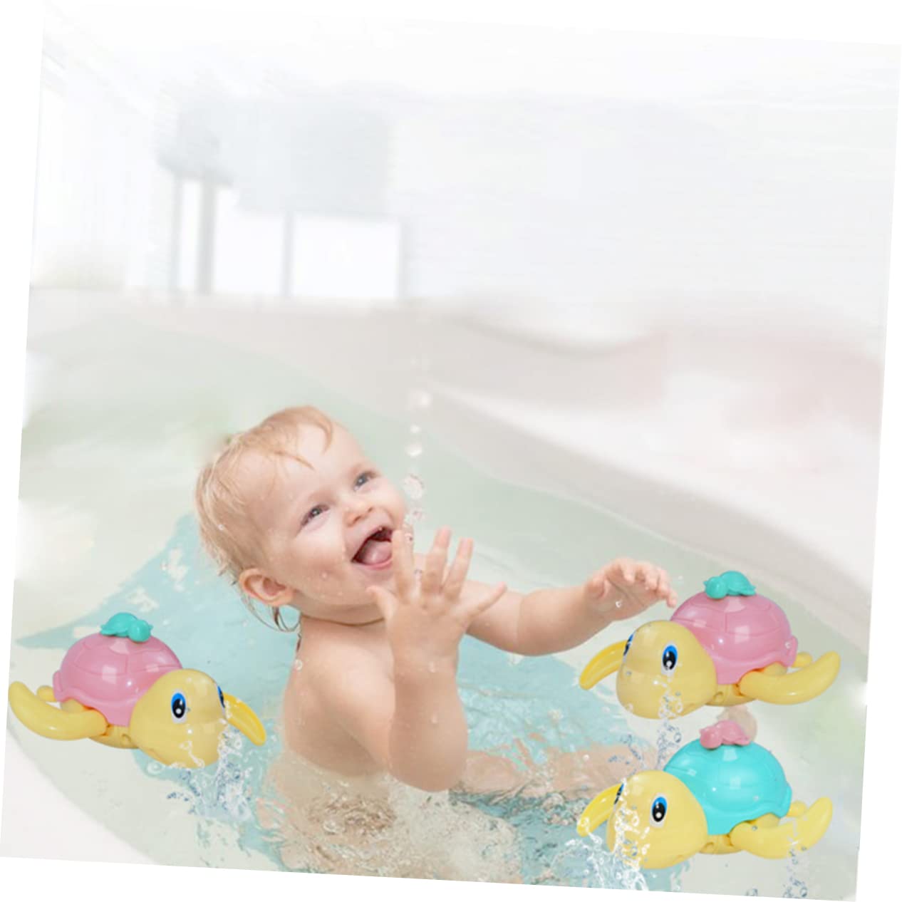 DRESSOOS 2-Pack Wind-Up Swimming Turtle Bath Toys - Safe Bathtub Water Toys for Toddlers & Kids | Fun Bath Time, Pool & Beach Play