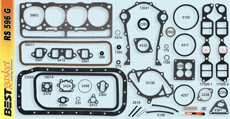 1956-1957 Lincoln Mercury 368 Y Block V8 Full Engine Gasket Set - Complete Head & Intake Gaskets - Perfect for Classic Car Restoration & Engine Rebuild Projects