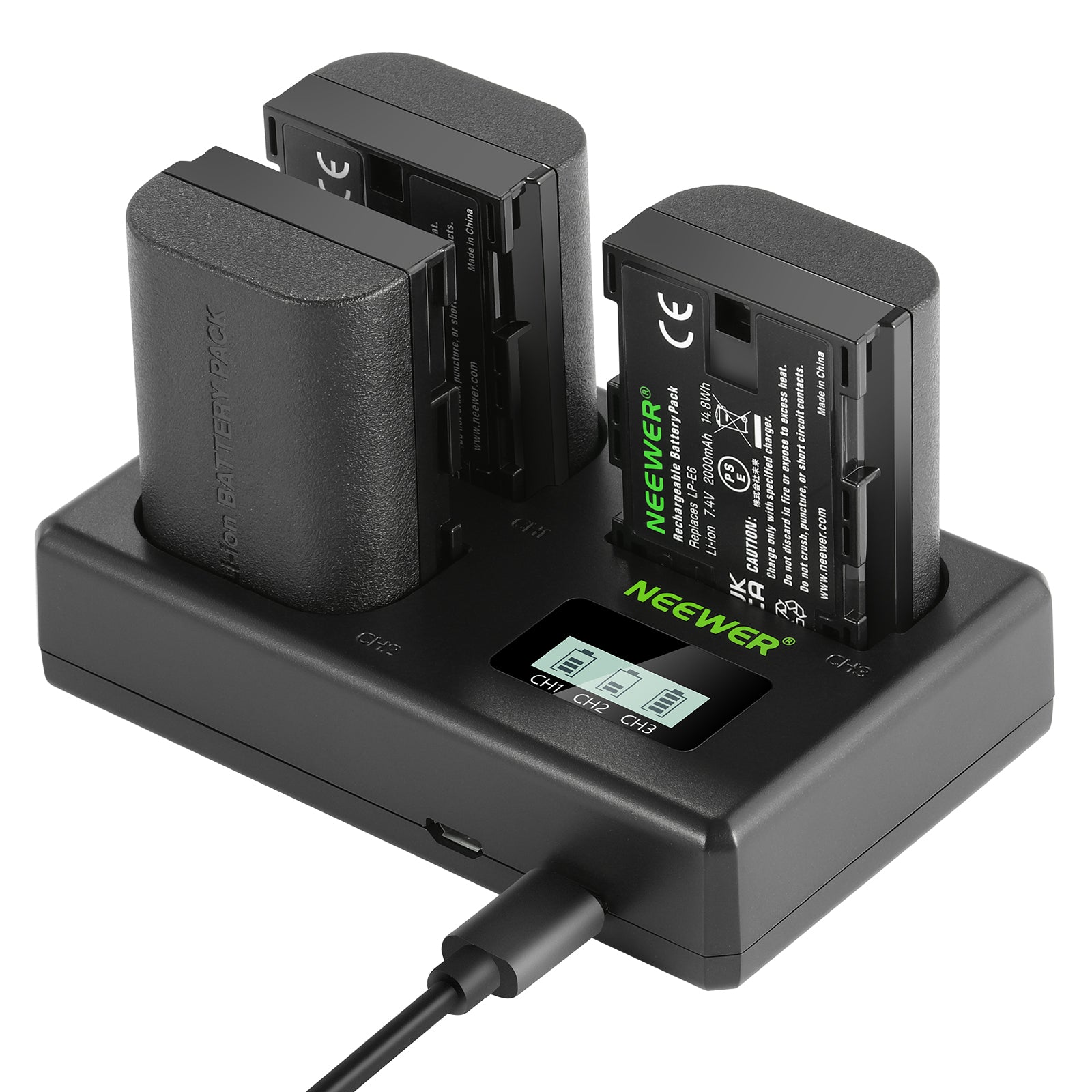NEEWER LP-E6 Replacement Battery and Charger Kit for Canon DSLR Cameras - Power Solution for Photography, Videography & Travel Shooting