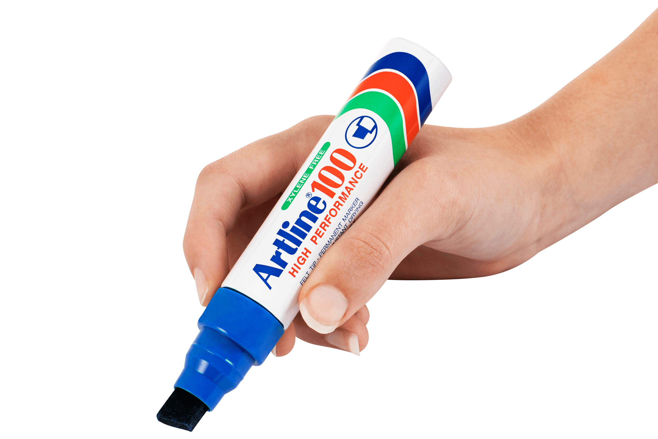 Artline 100 Permanent Marker Chisel Tip Blue - 6 Pack Set for Office, School & Home Use - Bold Writing on Paper, Plastic & Metal Surfaces