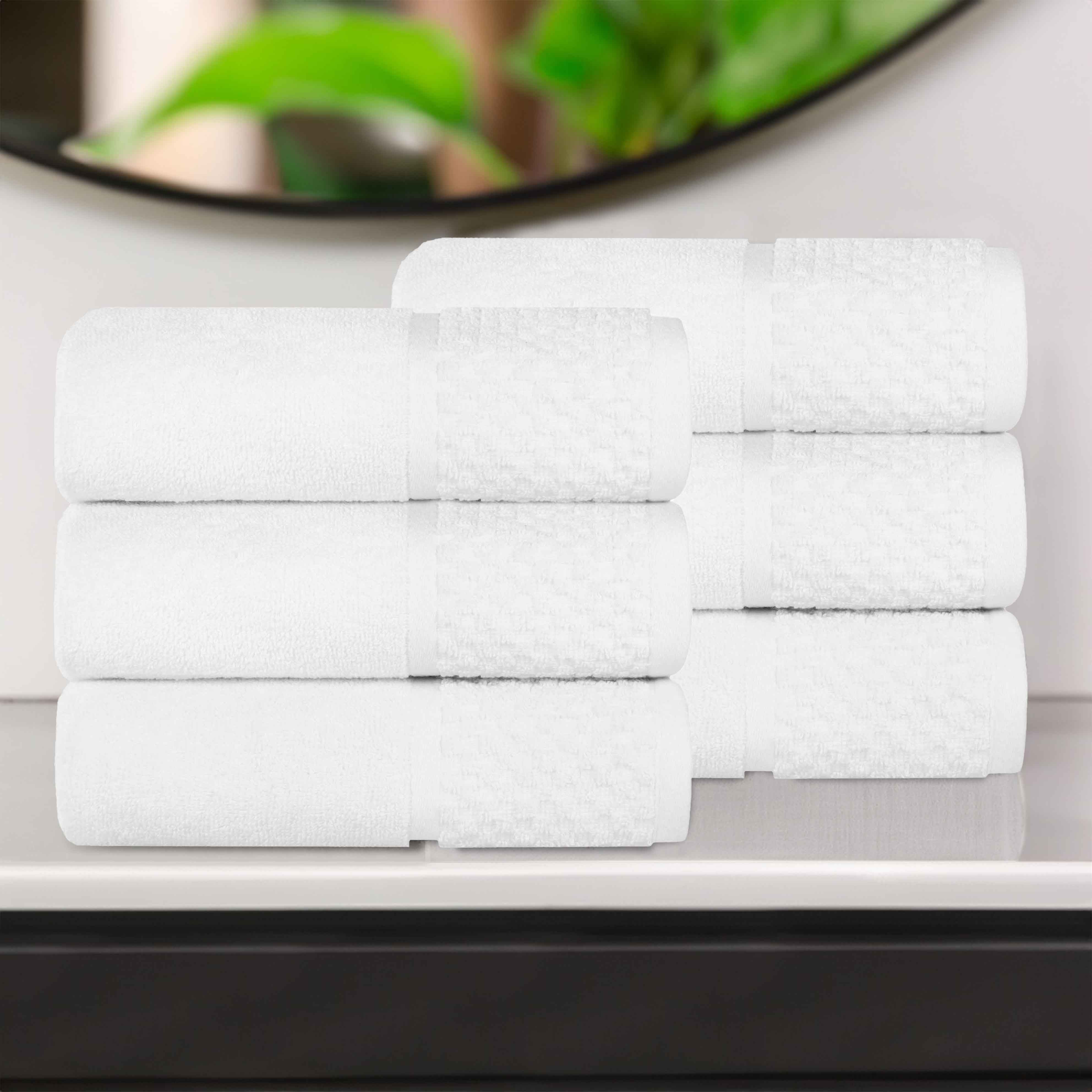 Premium Cotton Plush Jacquard Hand Towels Set of 6 - Soft & Absorbent Bath & Kitchen Towels for Bathroom, Guest Room, and Spa Use