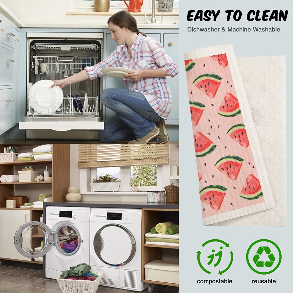 Reusable Swedish Dishcloths - 6 Pack Kitchen Cleaning Cloths for Dishes & Countertops
