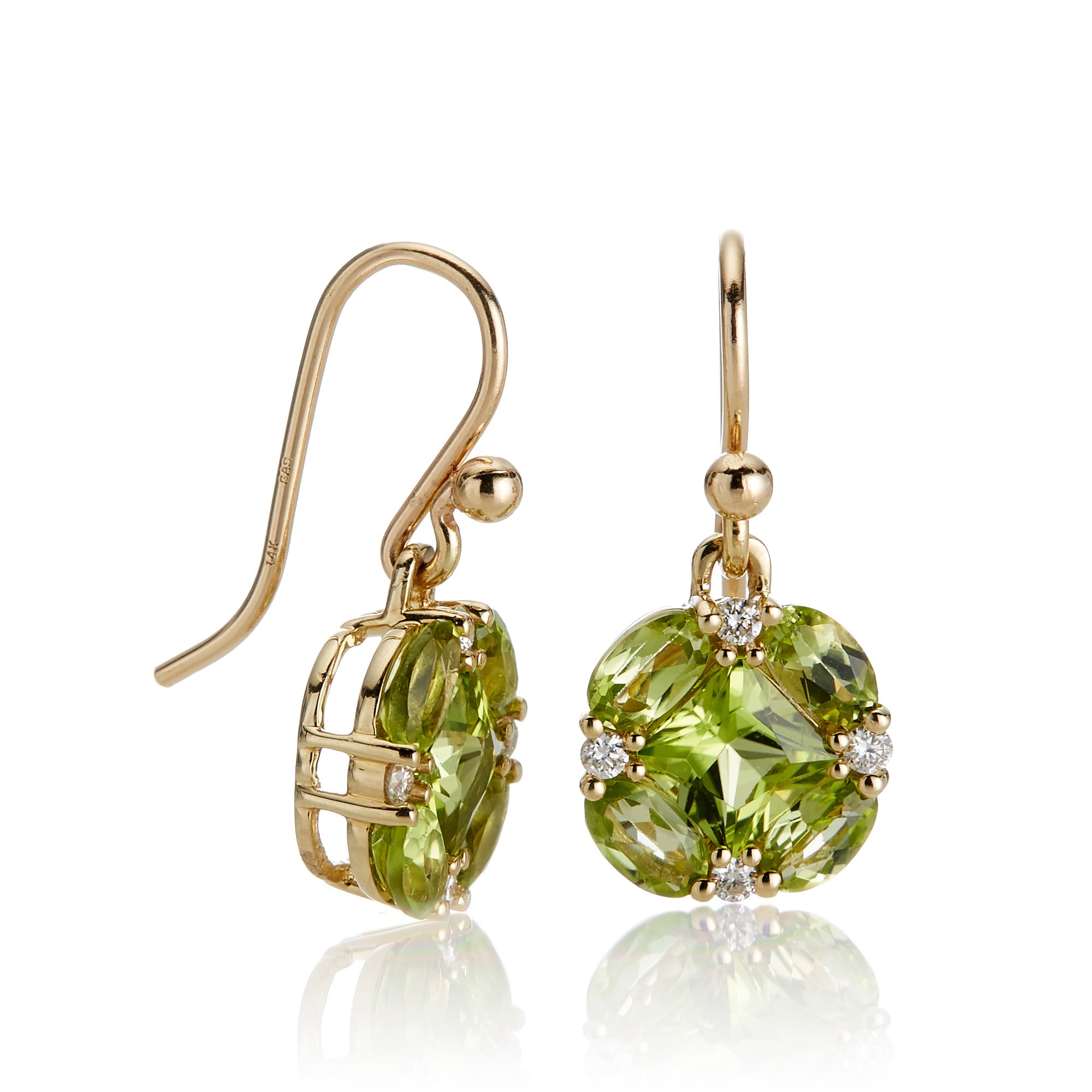 Peridot and Diamond Quadrille Drop Earrings for Women - Elegant Dangle Earrings for Parties, Weddings & Special Occasions