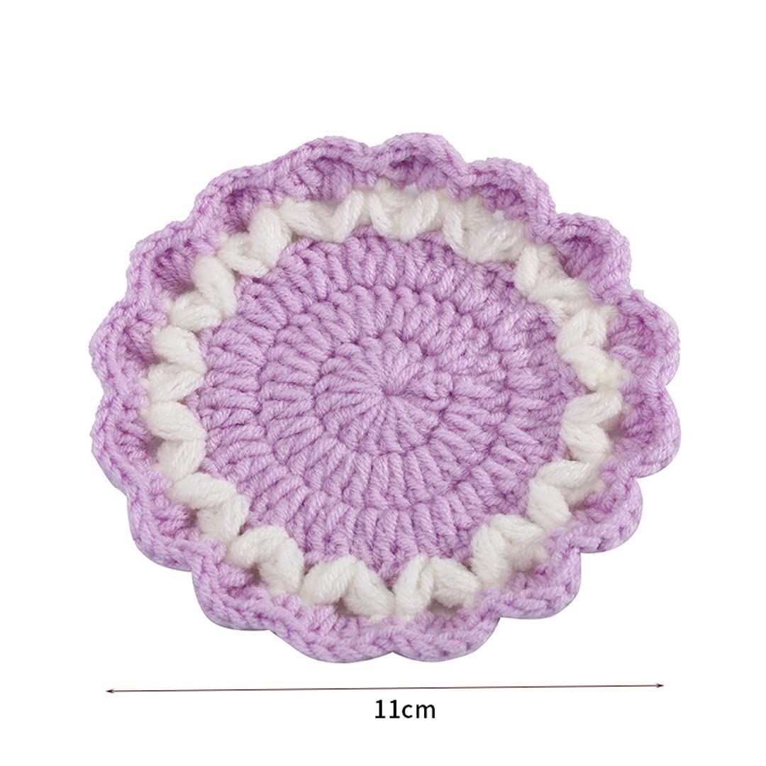 4 Pcs Handmade Macrame Wavy Flower Coasters - Absorbent & Heat Resistant Knit Trivets for Hot Dishes - Perfect Housewarming Gift for Kitchen, Dining Table & Home Decor