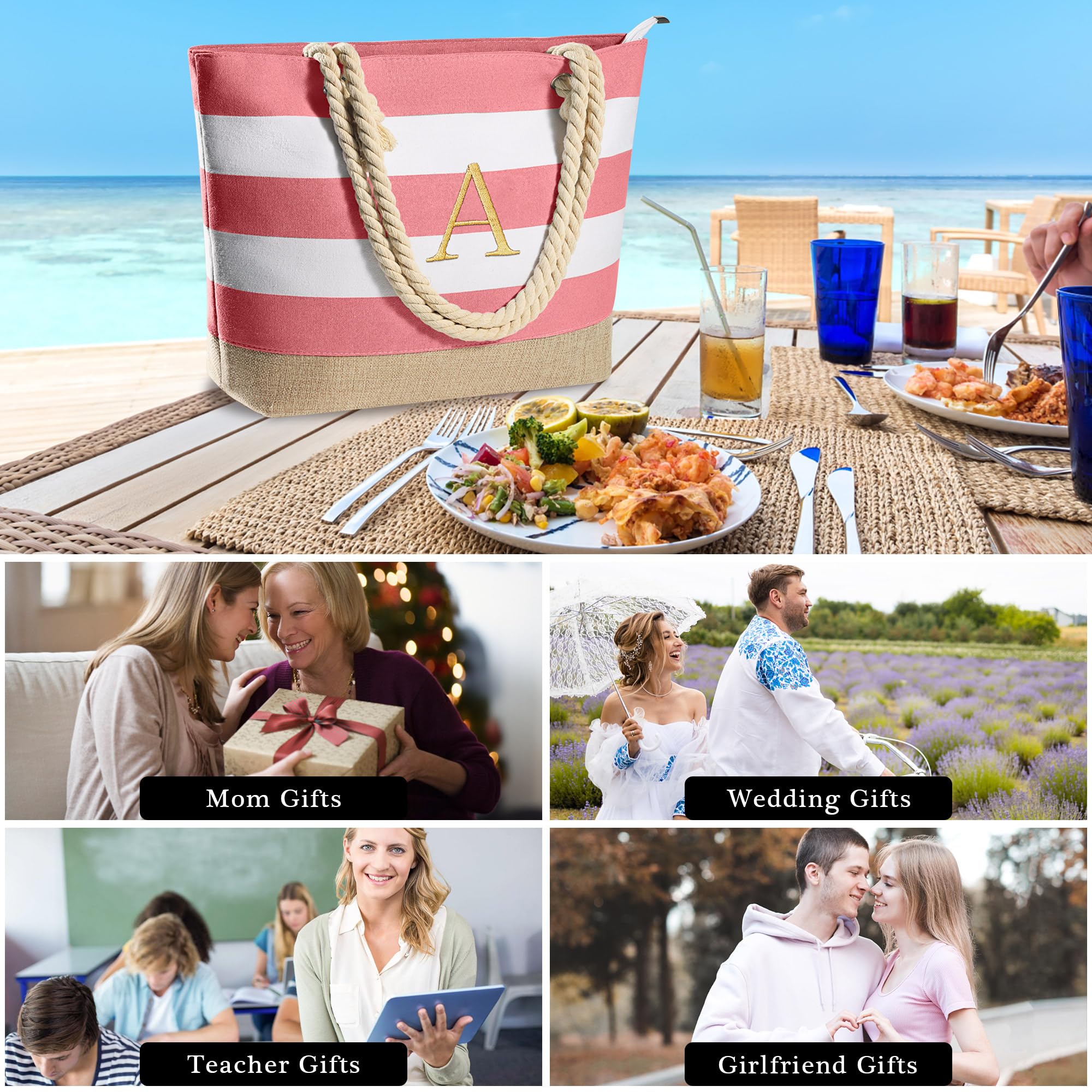 YOOLIFE Personalized Christmas & Birthday Gifts for Women - Custom Travel Tote Bag & Makeup Pouch Set for Mom, Friend | Perfect for Beach Vacations, Spa Days & Daily Essentials Organization