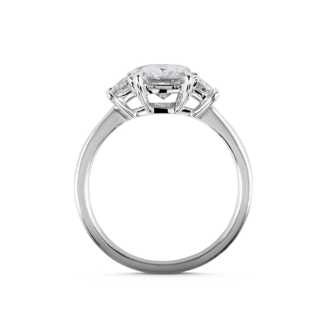 2.06 Carat Lab Grown Radiant Cut E Color VVS2 Clarity Diamond Ring in 14K White Gold with 3 Stones - Perfect for Engagement, Anniversary & Special Occasion Jewelry Gifts