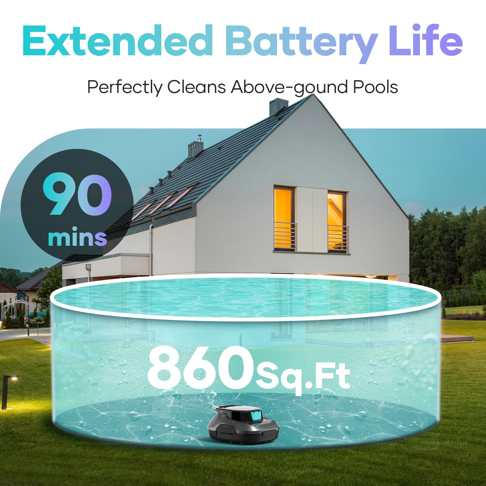 AIPER Cordless Robotic Pool Cleaner - Automatic Pool Vacuum with Self-Parking Technology, 90 Min Runtime for In-Ground & Above-Ground Pools up to 40 FT | Perfect for Weekly Maintenance & Seasonal Pool Cleaning