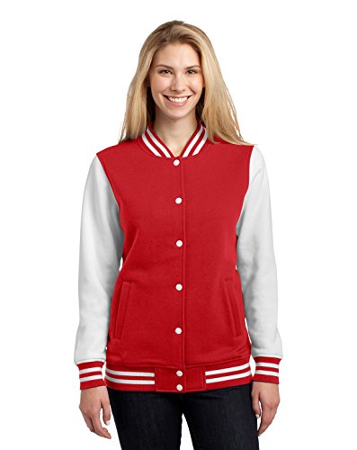 Sport-Tek Women's Fleece Letterman Jacket - Cozy Warm Varsity Style Jacket for Casual Wear, Outdoor Activities & School Sports | Soft Fleece Lining, Comfort Fit