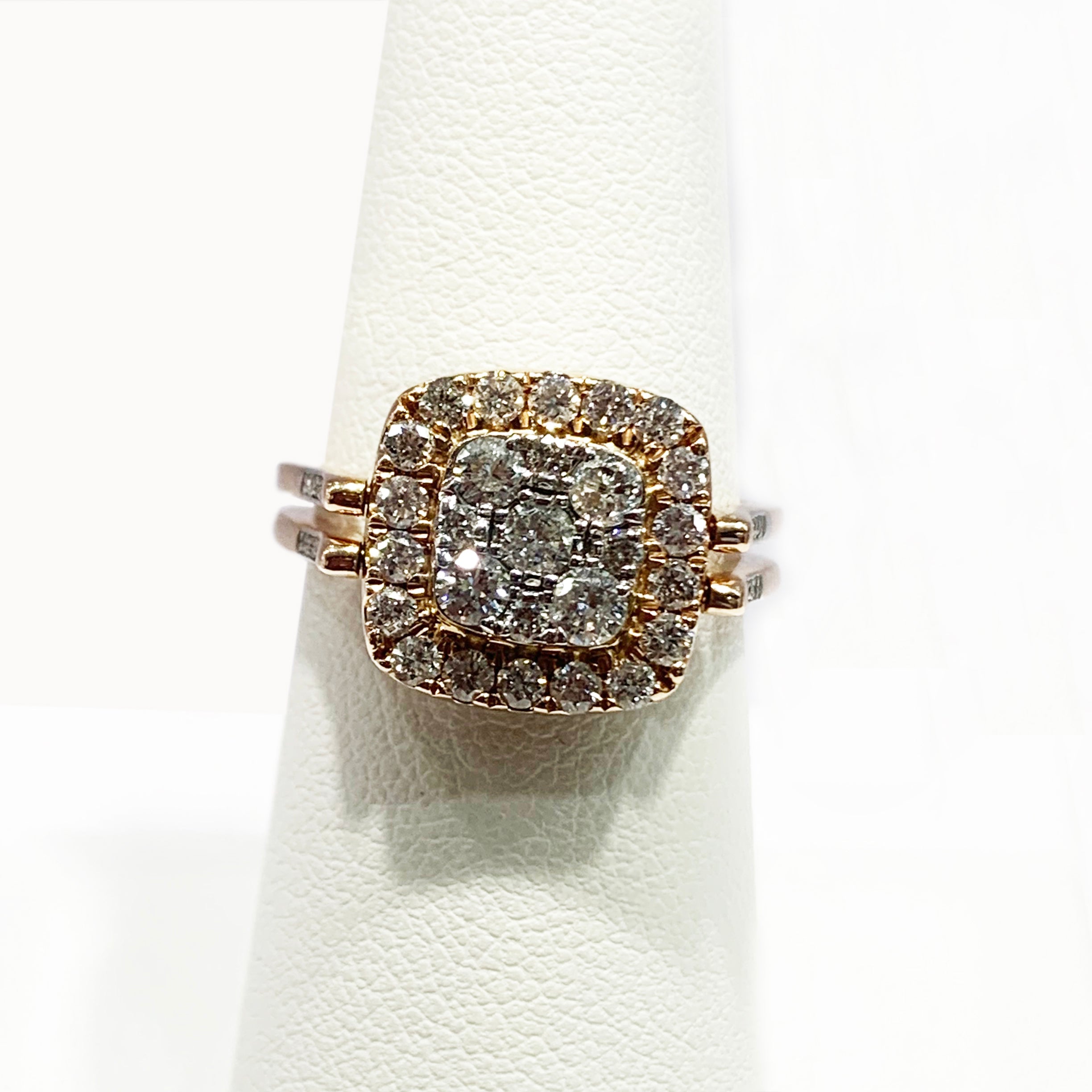 14K Rose Gold Blue & White Diamond Flip Ring for Women - Elegant Stackable Jewelry for Weddings, Anniversaries & Special Occasions