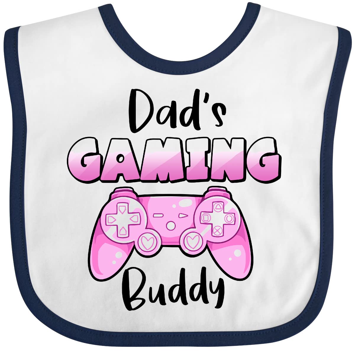 Inktastic Dad's Gaming Buddy - Pink Controller Baby Bib for Gamers & New Parents | Cute & Absorbent Drool Bib for Babies