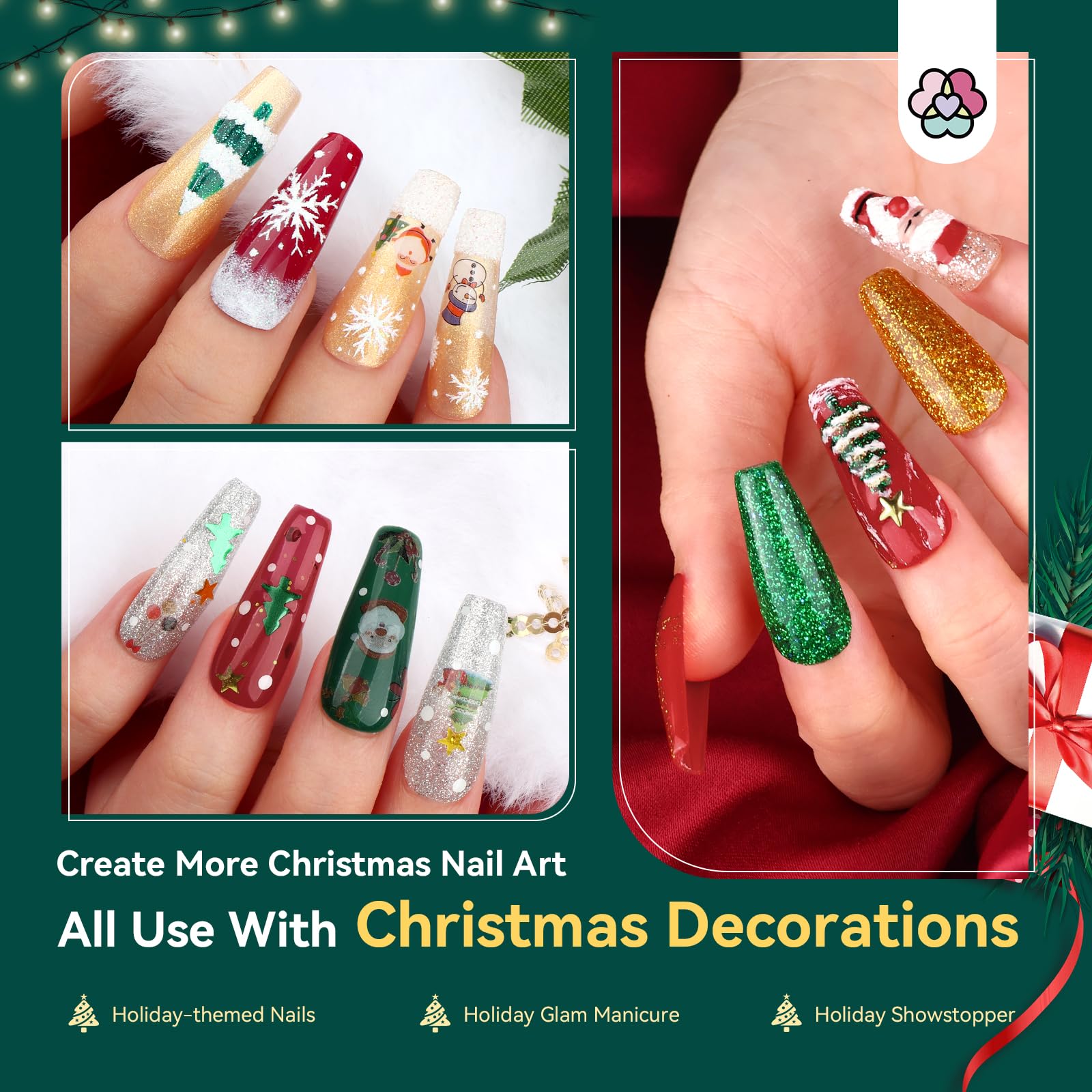 SAVILAND Christmas Gel Nail Polish Kit - 6 Colors UV/LED Nail Polish Set with Builder Gel & UV Protection Gloves (2.12oz) | Holiday Nail Art, DIY Manicure, Salon Quality, Gift for Nail Techs | Perfect for Christmas Parties, Home Manicures & Professional Nail Salons