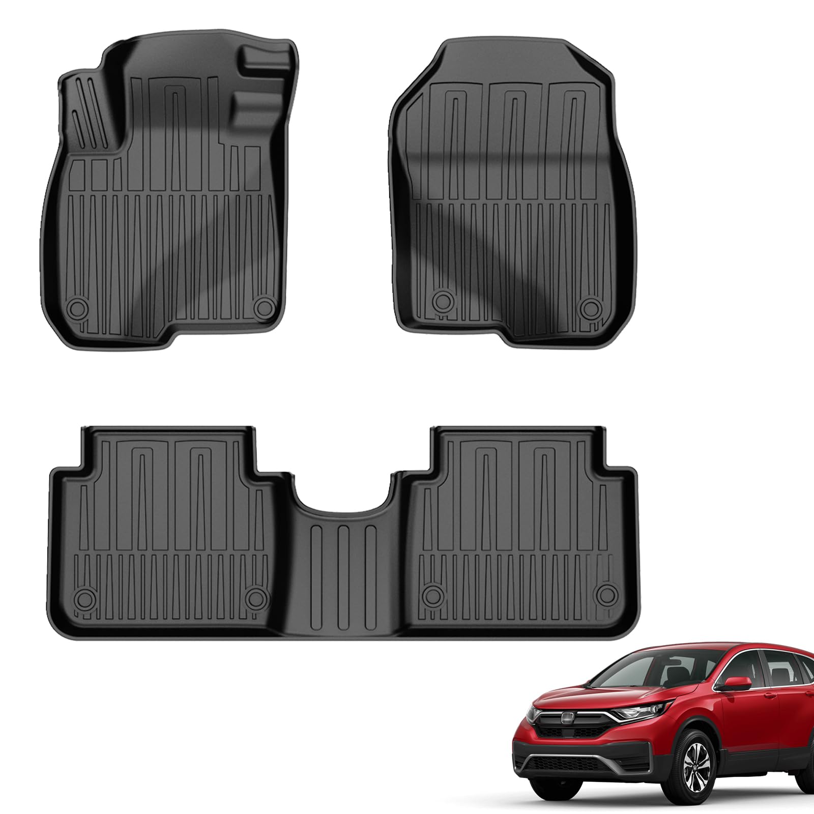 Custom Fit TPE All-Weather Floor Mats for 2017-2022 Honda CR-V & CR-V Hybrid | Odorless Anti-Slip Car Mats | Perfect for Winter Snow, Mud, and Rain Protection | Durable Rubber Liners for Honda CRV Accessories