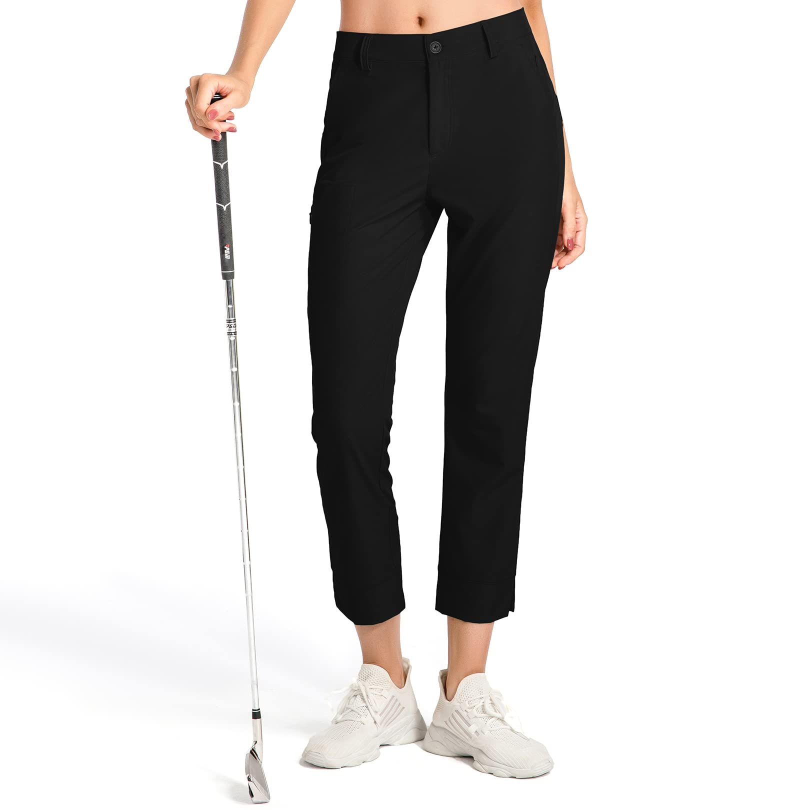Alfiudad Women's Golf Pants - Stretchy Lightweight Quick-Dry Work Casual Pants with Water Resistant Zipper Pockets | Perfect for Golfing, Office Wear & Outdoor Activities
