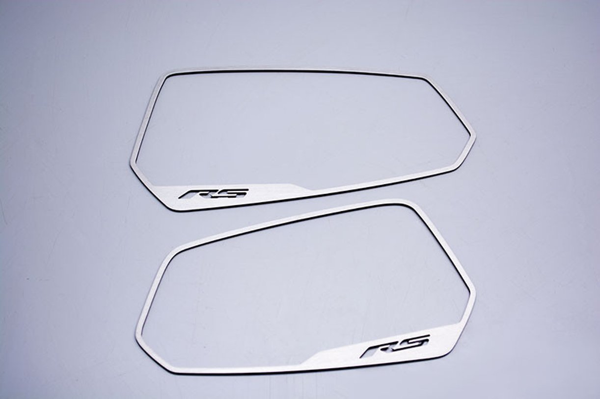 Camaro Brushed Stainless Steel Side View Mirror Trim RS - Fits 2010-2013 Camaro Models | Durable Exterior Upgrade for Enhanced Style & Protection