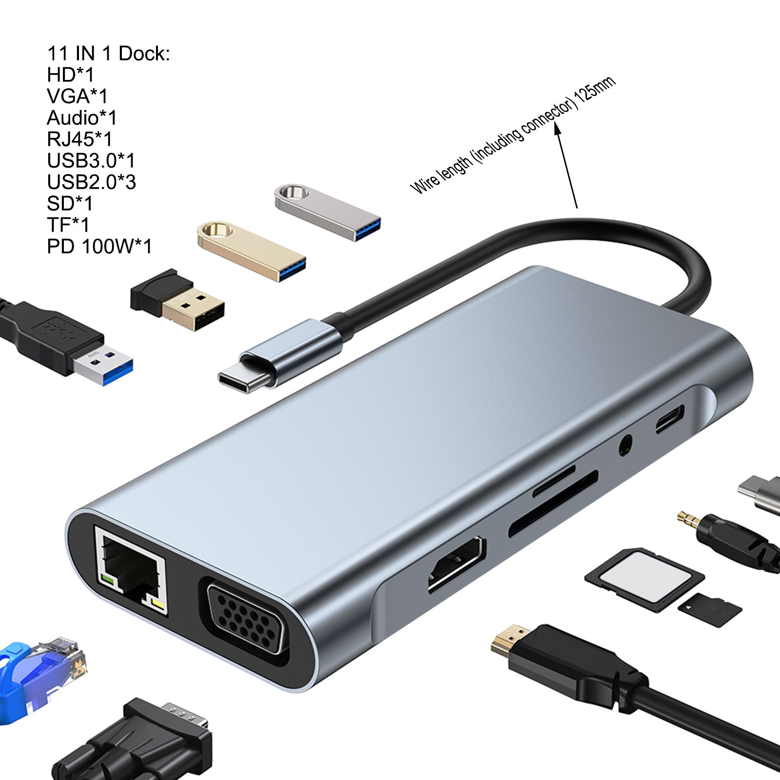 11-in-1 USB C Hub with 4K HDMI Output, USB 3.0 Ports, Multi-Function Dock for MacBook Pro/Air, iPad, Chromebook - Perfect for Home Office, Gaming & Video Conferencing