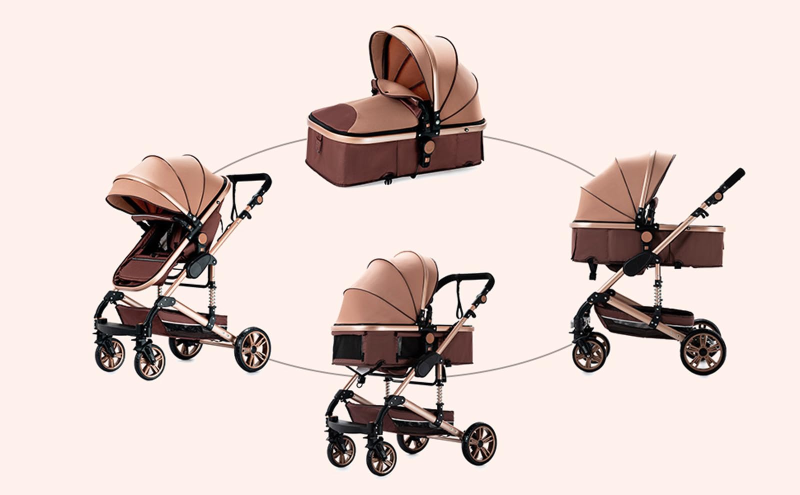 2 in 1 Convertible Baby Stroller with Bassinet - Reversible Infant Pushchair & Toddler Pram | Portable, Foldable & Lightweight for Newborns | Perfect for Travel, Shopping & Outdoor Walks (739 Red)