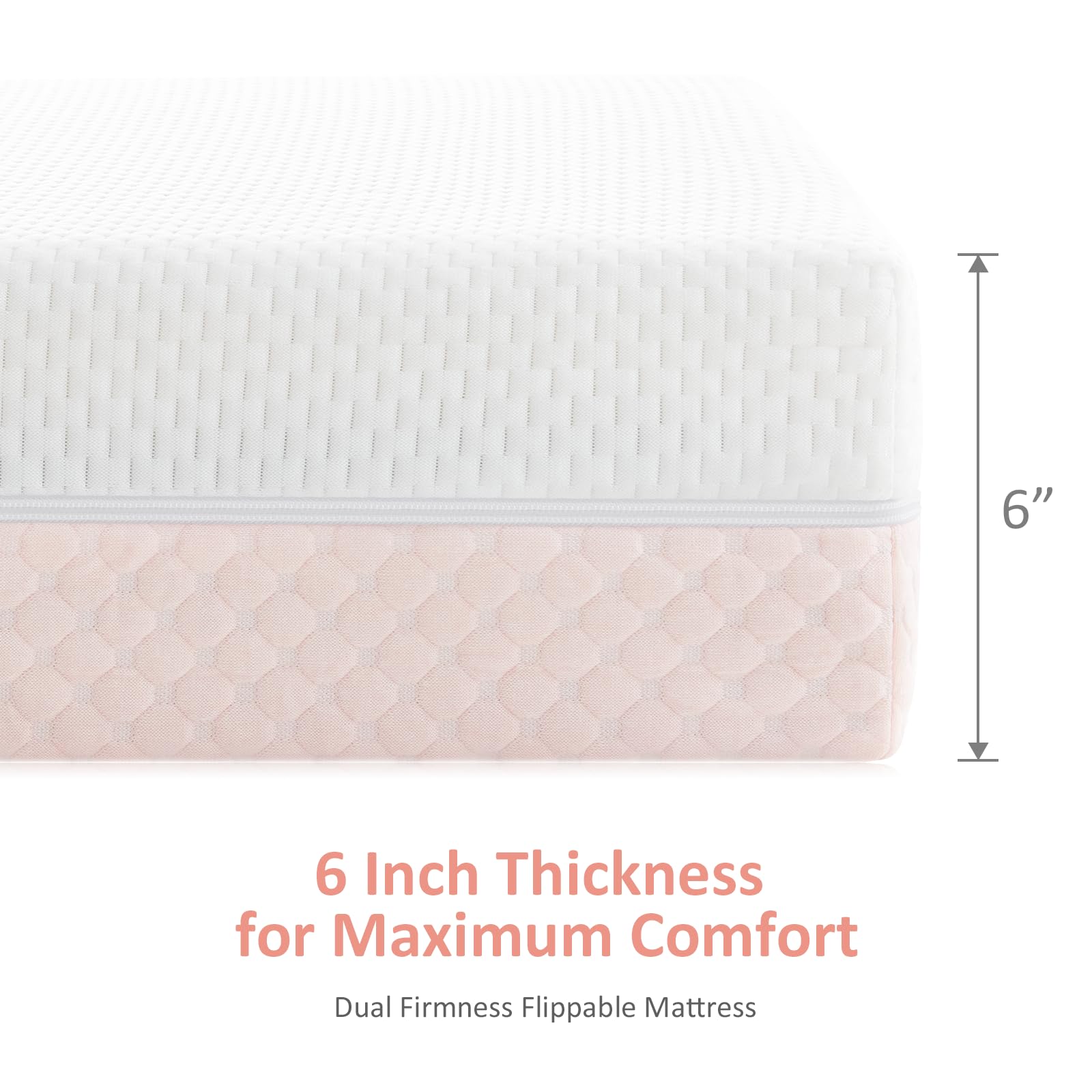 Dual-Sided Memory Foam Crib Mattress for Infants & Toddlers - Breathable 3-Layer Premium Baby Mattress with Removable Cover (White & Pink) | Safe & Comfortable for Nursery, Daycare & Travel