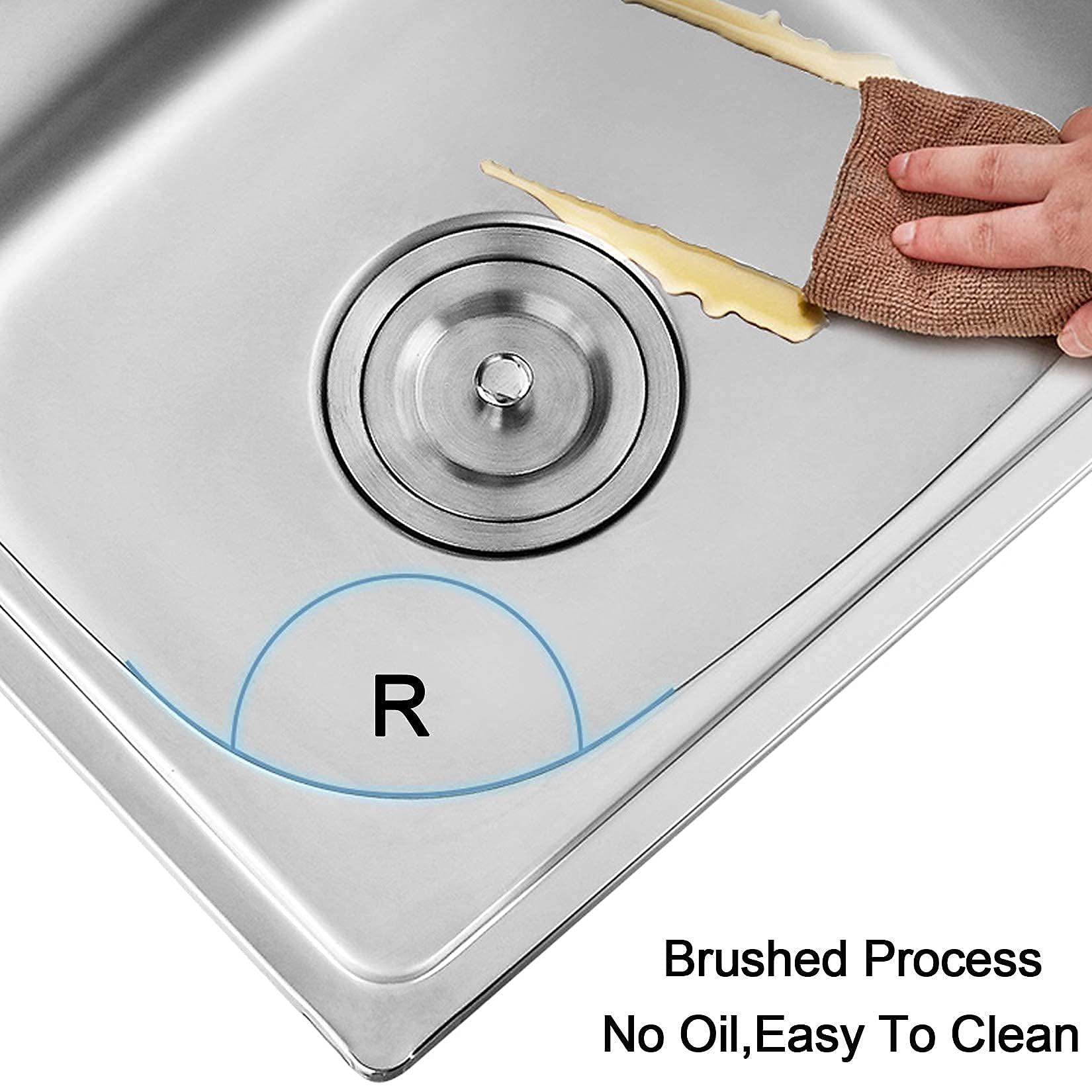 MUSUMI Wall Mount Stainless Steel Kitchen Sink with 360° Rotating Faucet - Hand Washing Basin with Built-in Strainer, Rounded Corners for Safety, Silver | Perfect for Small Kitchens, Bathrooms, RVs & Outdoor Use