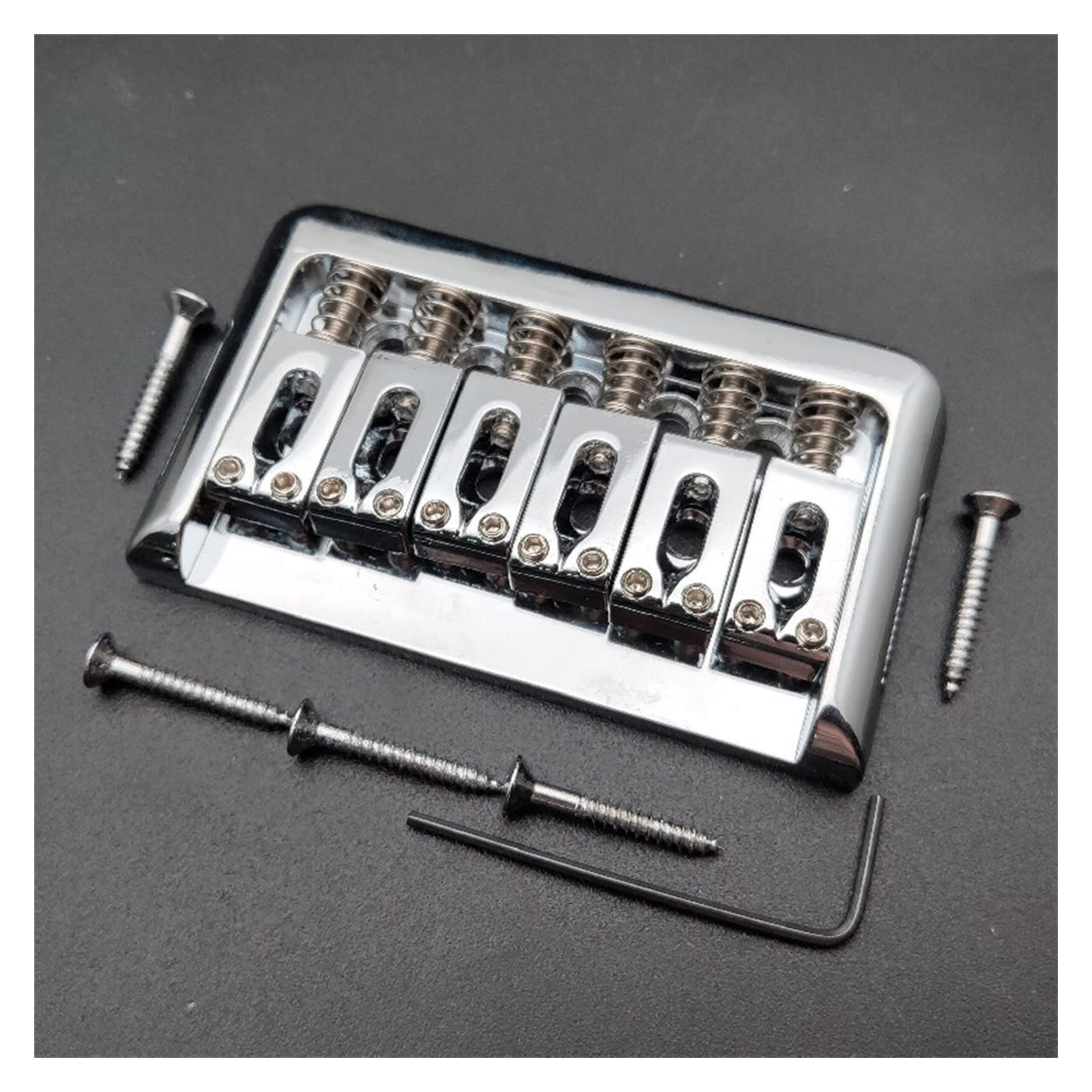 6-String Electric Guitar Fixed Bridge - 76.5x44.5mm String-Through Hardtail Bridge Replacement Part (Silver) | Perfect for DIY Guitar Repair & Upgrades | Ideal for Rock, Metal & Blues Performances