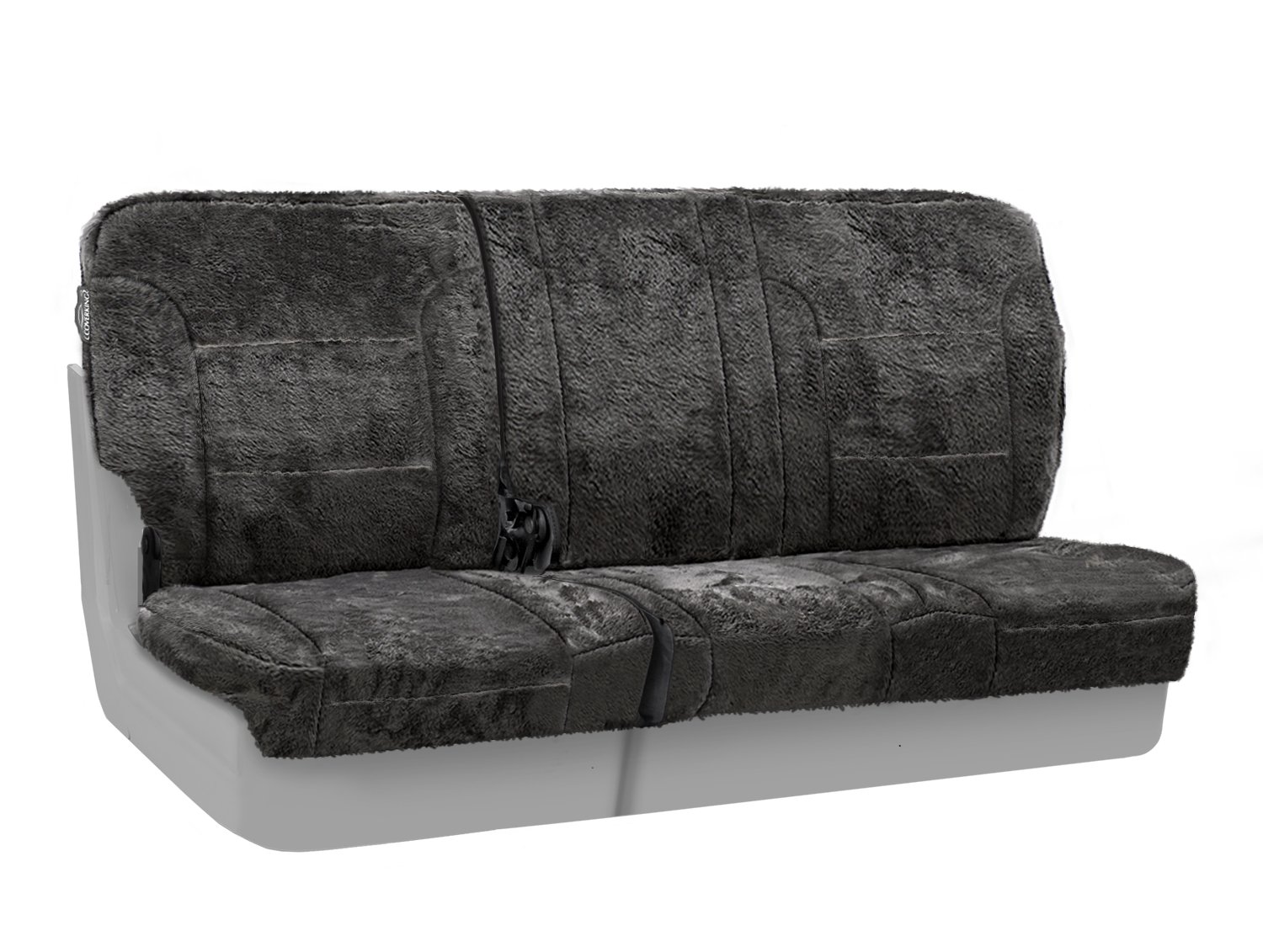 Coverking Rear 60/40 Bench Custom Fit Seat Cover for Chevrolet Silverado, Tahoe & Suburban - Premium Snuggle Plush Fabric (Black) - Perfect for Road Trips & Winter Protection