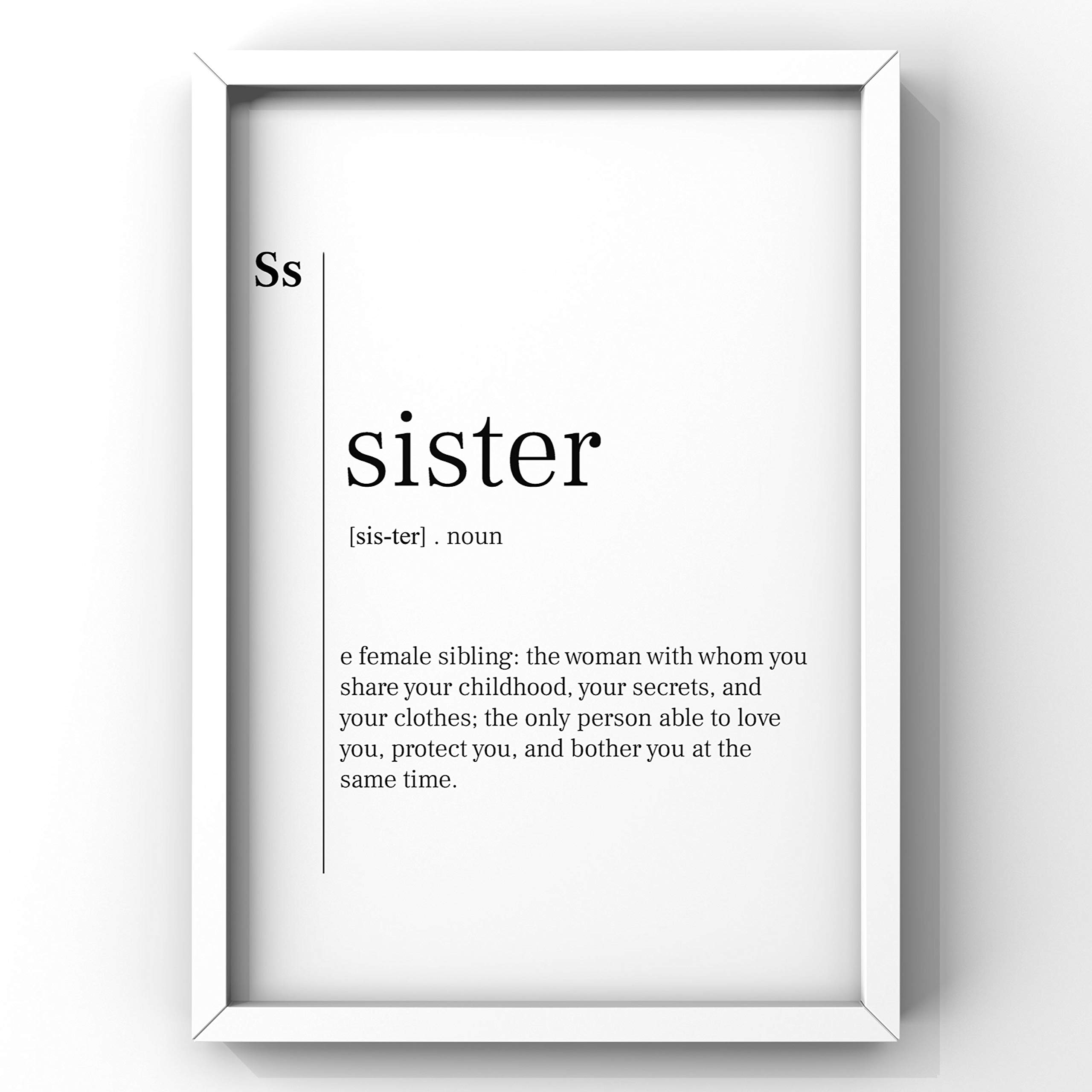 Sister Definition Print - Funny and Unique Sister Gift, Home Wall Art Decor for Girls Room - Perfect for Birthdays, Christmas, or Just Because Gifts