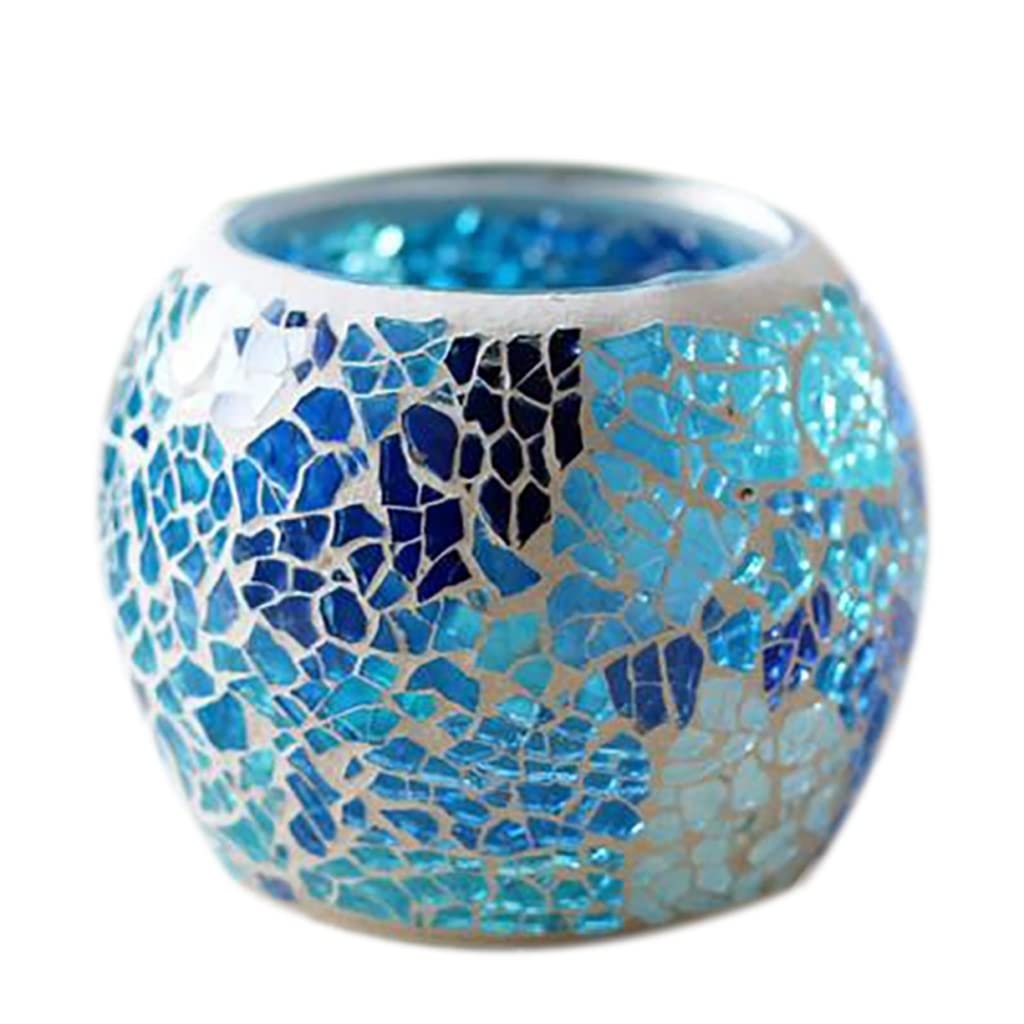 KGEZW Glass Mosaic Candle Holder - Elegant Home Decor for Romantic Dinners, Weddings & Birthdays (8.5x8.5x7cm) - Perfect for Table Centerpieces, Living Room Ambiance & Special Occasion Decorations