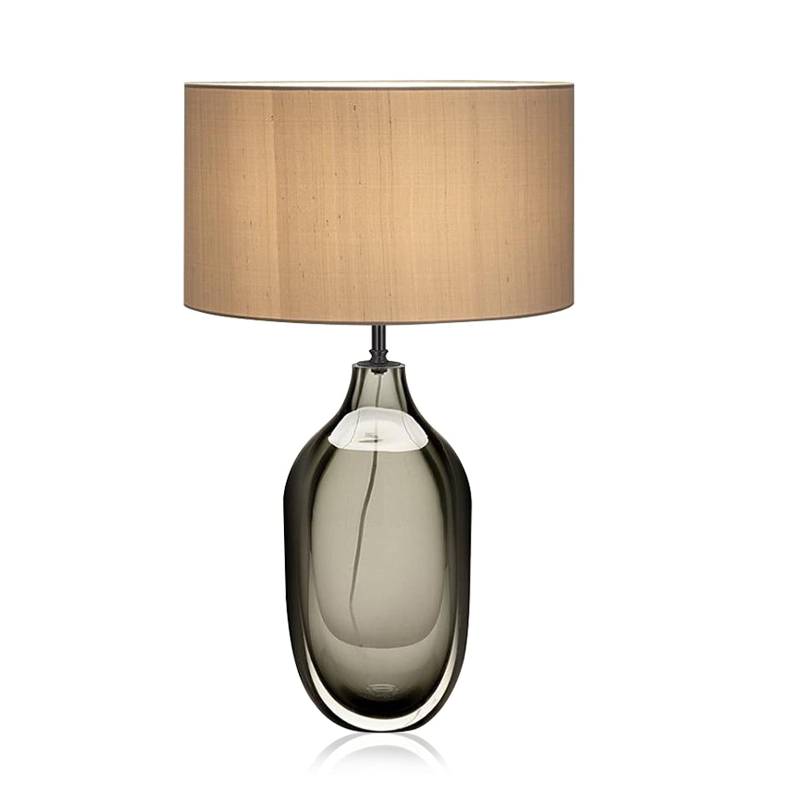 Modern Glass Bedside Table Lamp with Fabric Lampshade - 25.6