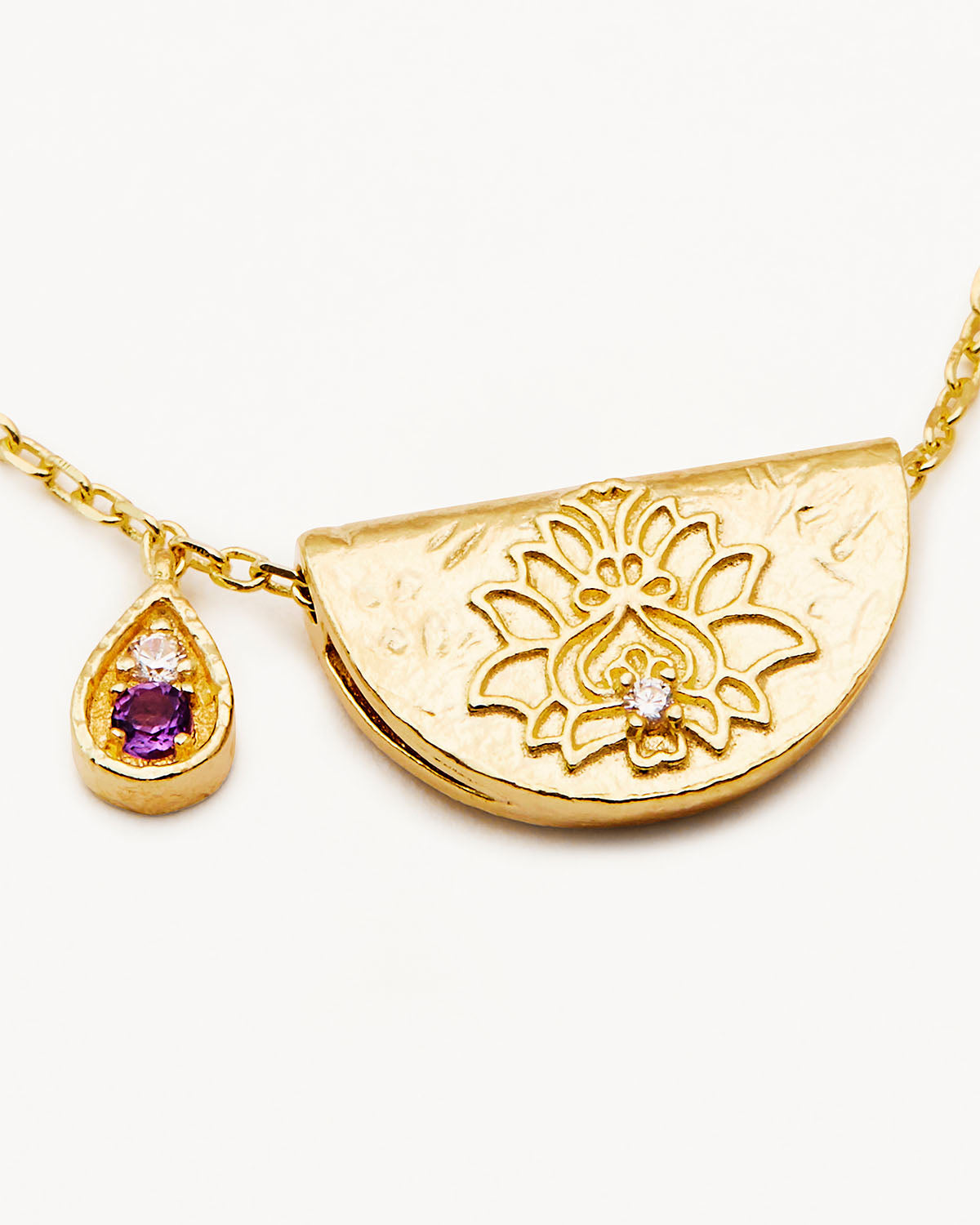 18K Gold Vermeil Lotus Birthstone Necklace with February Amethyst - Elegant Jewelry Gift for Women, Valentine's Day, Anniversary & Special Occasions