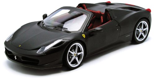 Hot Wheels Ferrari 458 Italia Spider 1/18 Scale Diecast Model Car - Matt Black Elite Edition | Collectible Display Piece for Car Enthusiasts & Office Decor