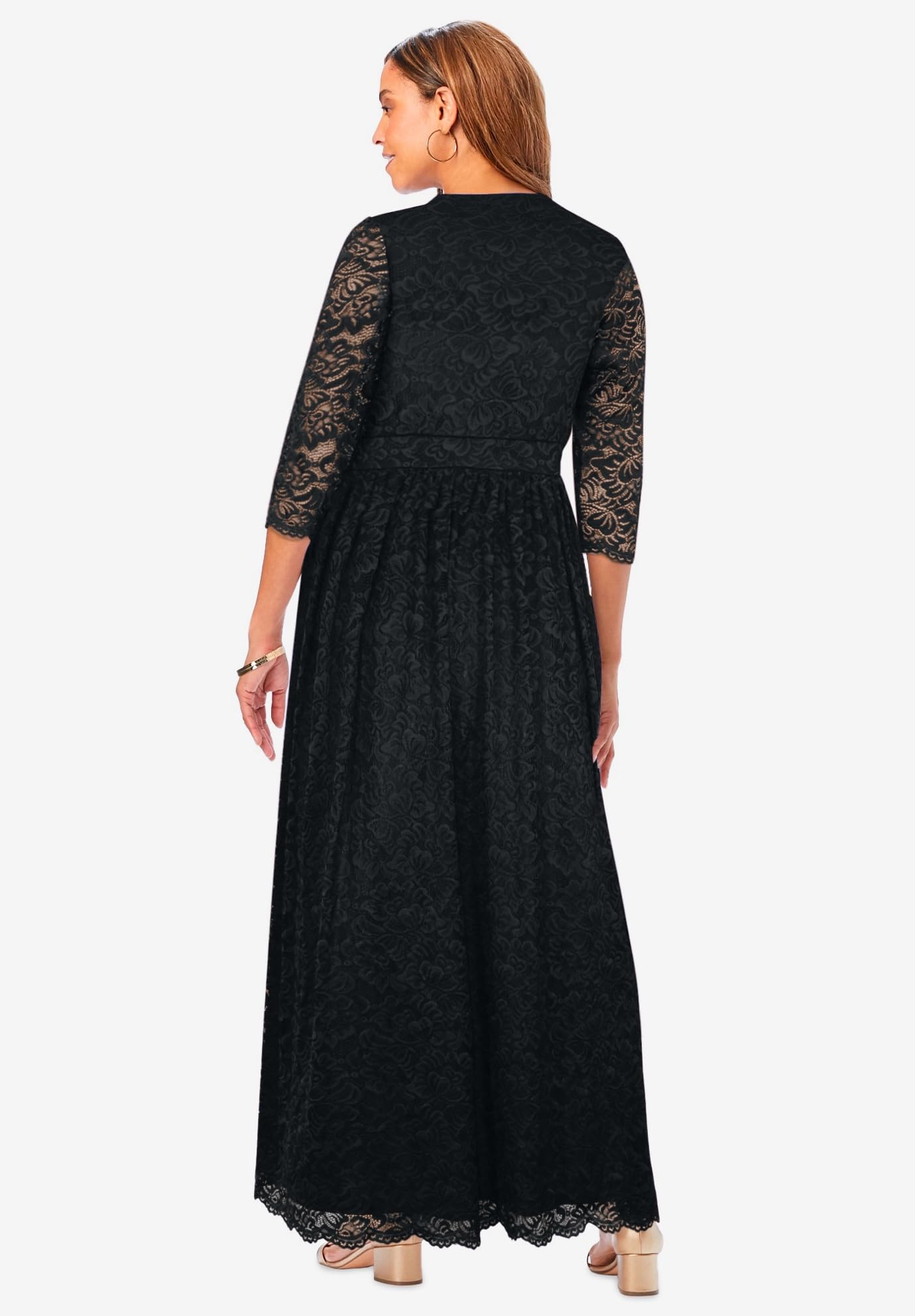Jessica London Women's Plus Size Stretch Lace Maxi Dress - Elegant Flowy Long Dress for Weddings, Parties & Special Occasions