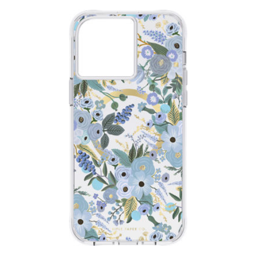 Case Mate Rifle Paper Co. MagSafe Compatible iPhone 14 Pro Max Case - Garden Party Blue Floral Design | Perfect for Everyday Use, Travel & Gift Giving