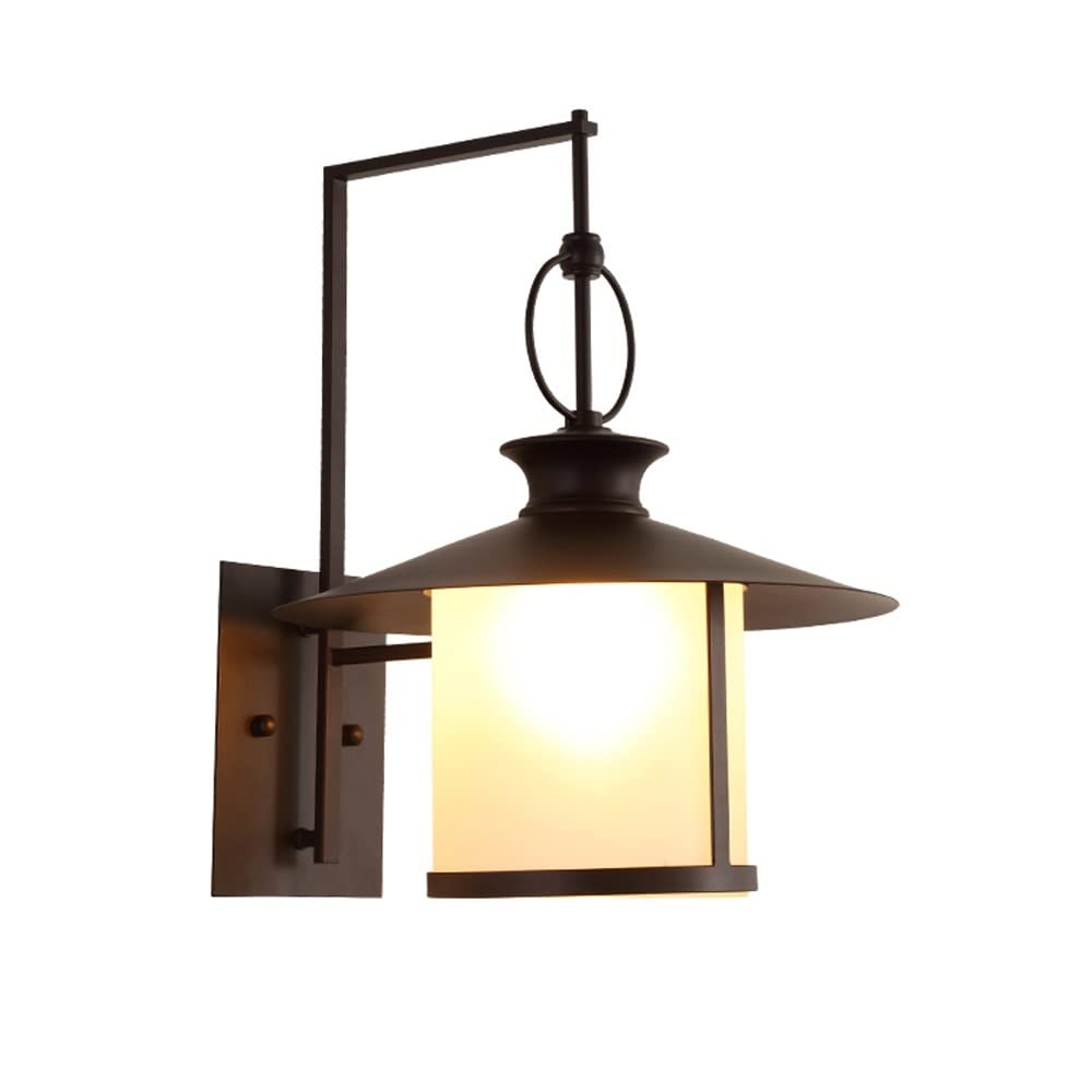 Vintage Outdoor Wall Sconce Light - Single Head Waterproof IP43 Antique Glass Lantern for Patio, Balcony, Garden & Aisle Lighting | Classic Exterior Wall Mount Fixture for Home Decor & Landscape Illumination