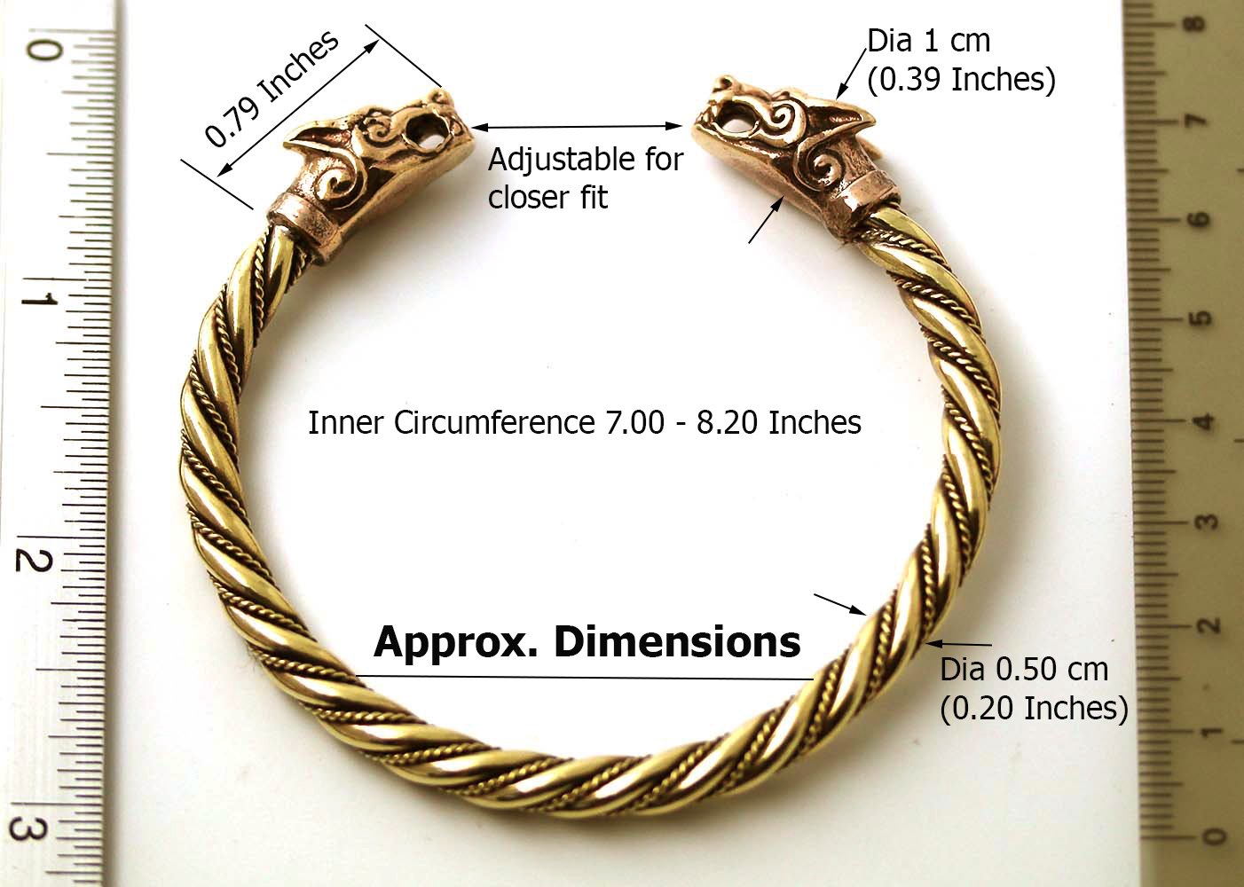 Viking Fenrir Wolf Head Twisted Cable Bangle Cuff Bracelet - Norse Pagan Jewelry for Men & Women - Perfect for LARP, Cosplay, and Viking Theme Events