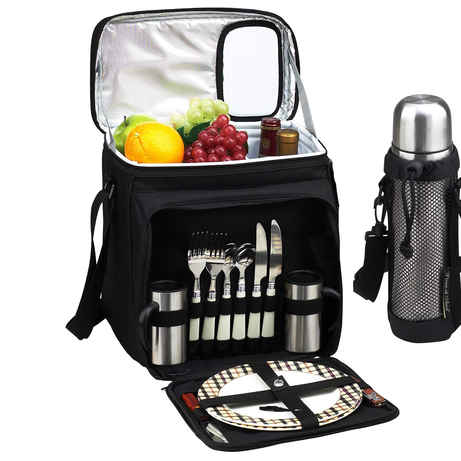 2-Person Picnic Bag with Cooler & Coffee Set - Perfect for Outdoor Dining