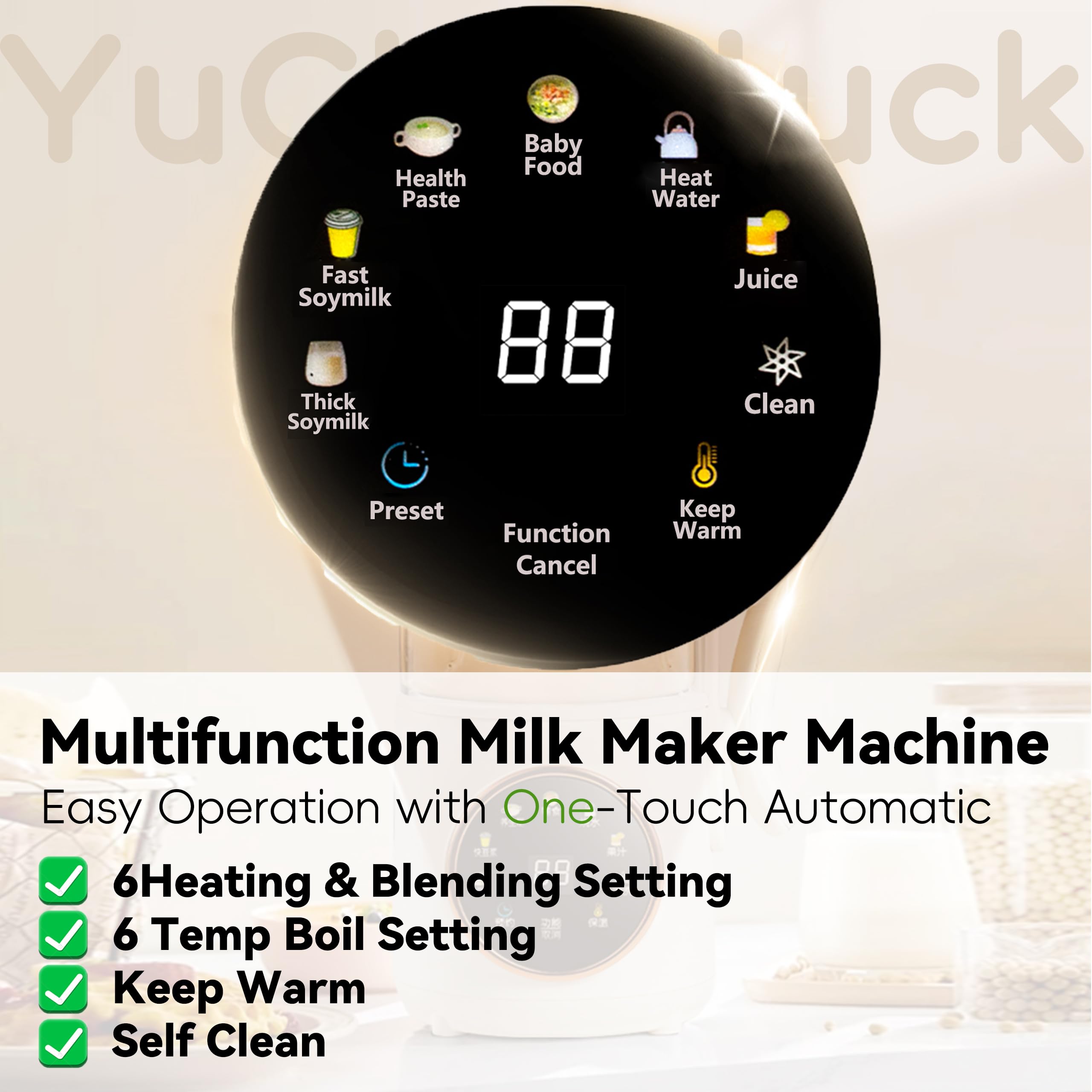 Electric Nut Milk Maker Machine 47oz - Homemade Almond, Soy, Oat & Coconut Milk Maker with Self-Cleaning, 24H Timer & Keep Warm - Perfect for Vegan, Dairy-Free Diets & Baby Food Preparation at Home