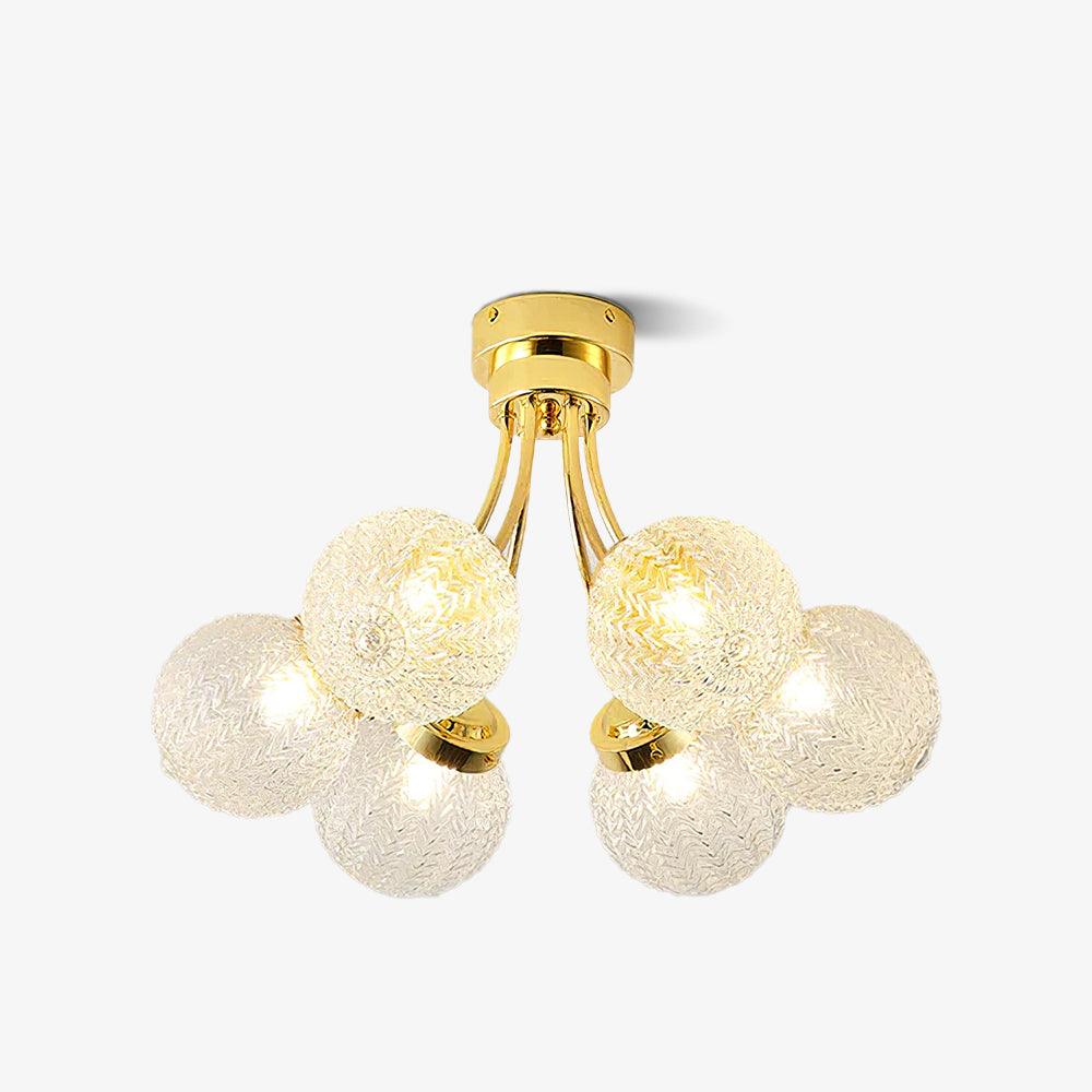 Handmade Carved Glass Ceiling Light Fixture - Modern Crystal Chandelier for Dining Room, Living Room & Bedroom Lighting