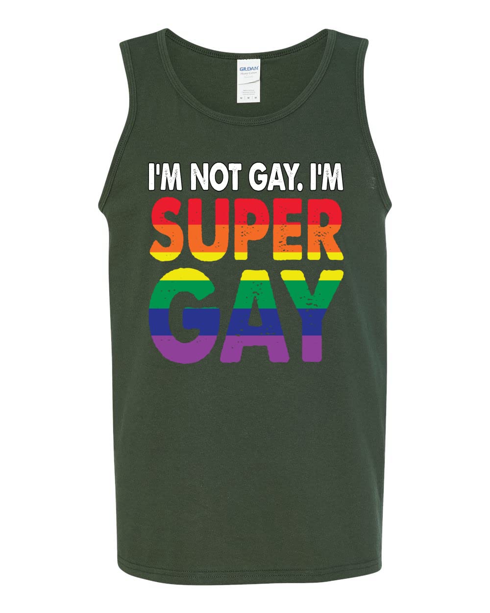 Funny LGBT Pride Graphic Tank Top for Men - 'I'm Not Gay I'm Super Gay' Rainbow Lesbian Design - Perfect for Pride Parades, LGBTQ Events & Casual Wear