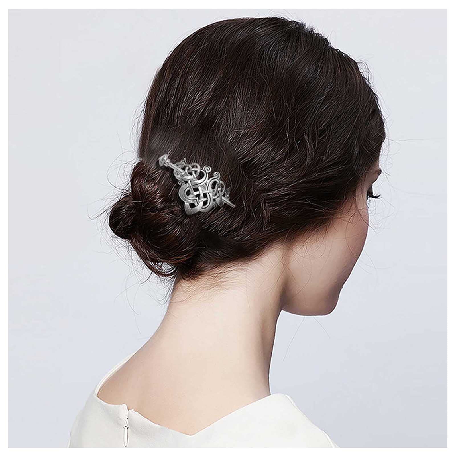 Viking Celtic Hair Stick - Silver Knot Hairpin for Women | Retro Hair Accessories for Weddings & Cosplay